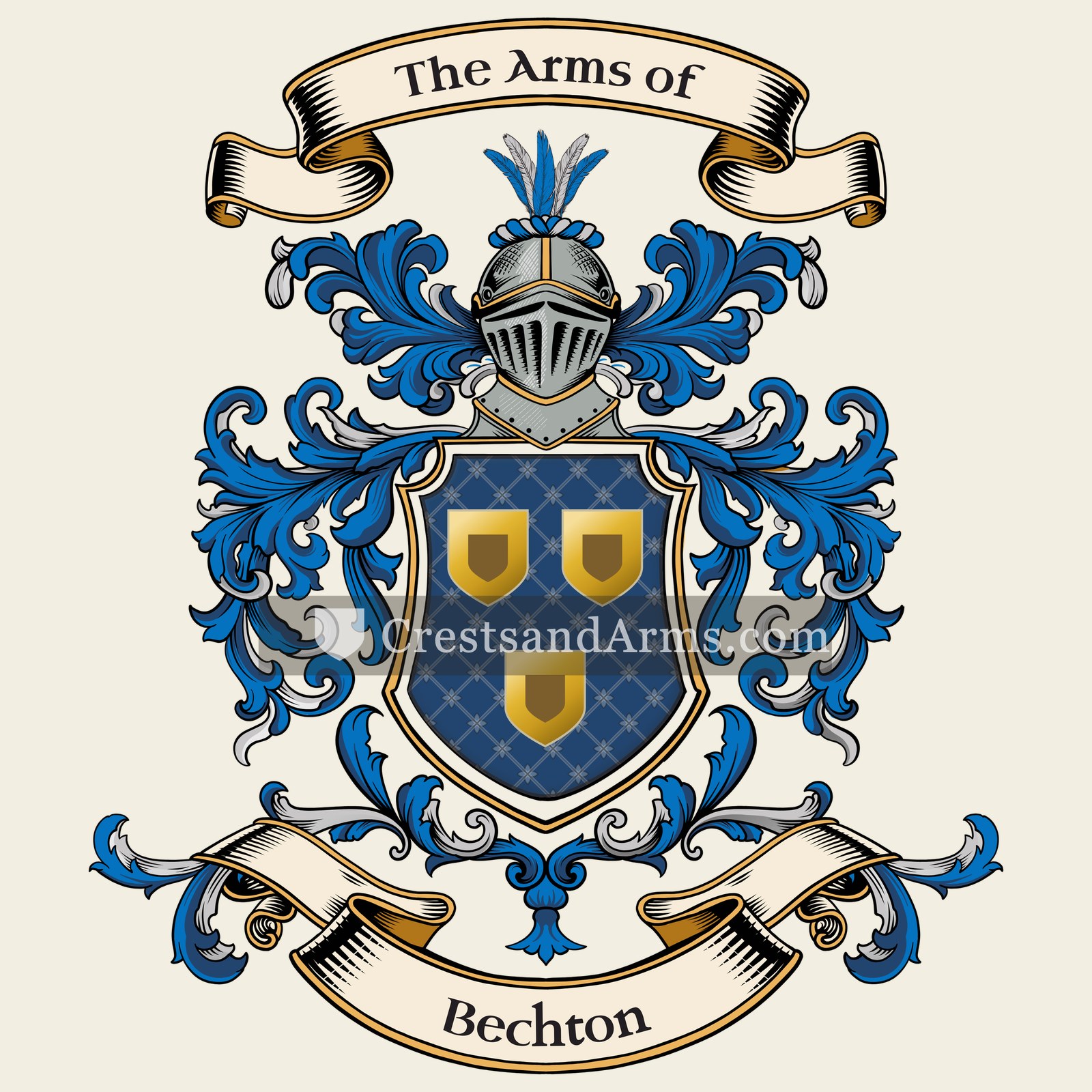 The Bechton coat of arms, drawn from the recorded blazon