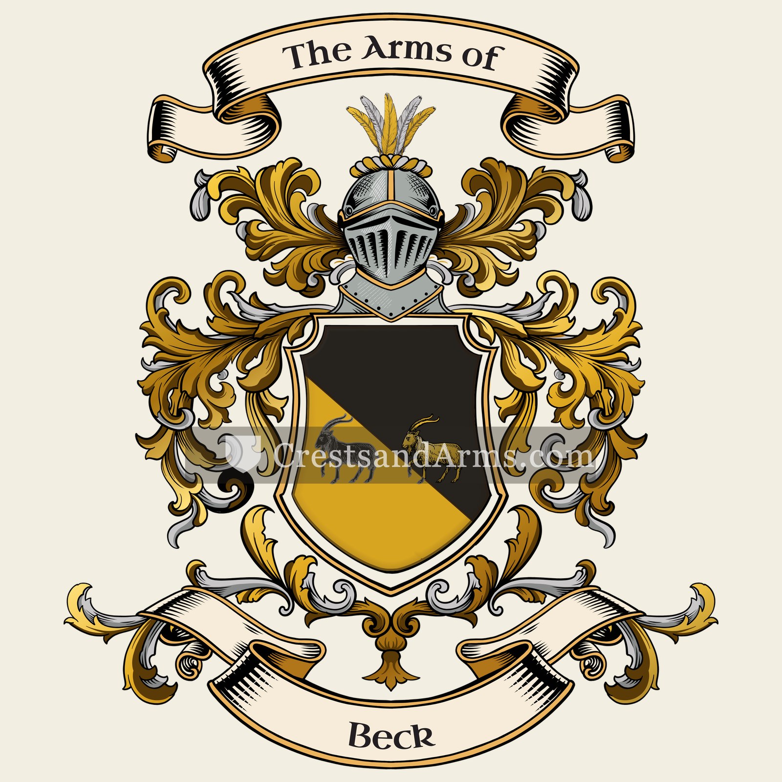 The Beck coat of arms, drawn from the recorded blazon