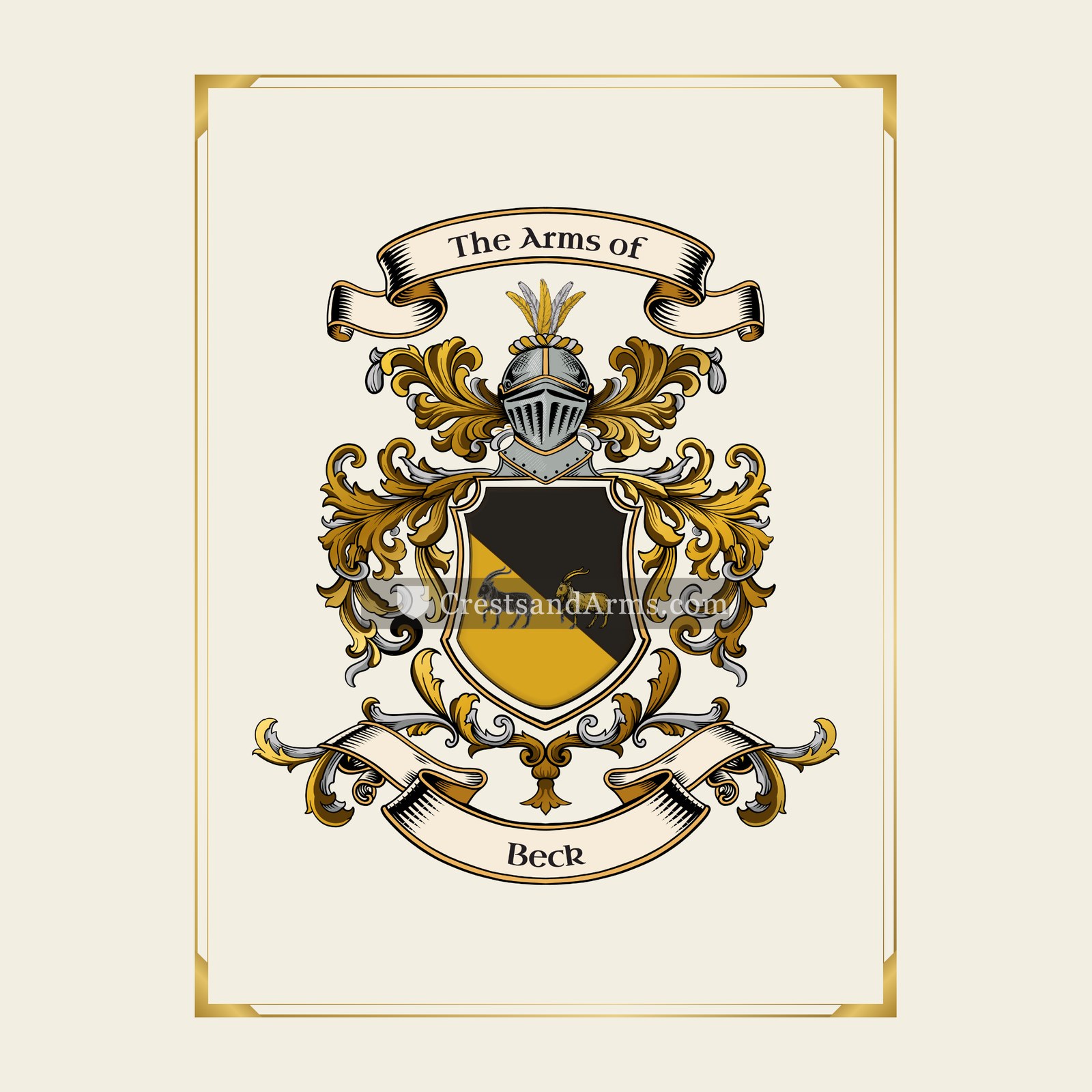 With gold border