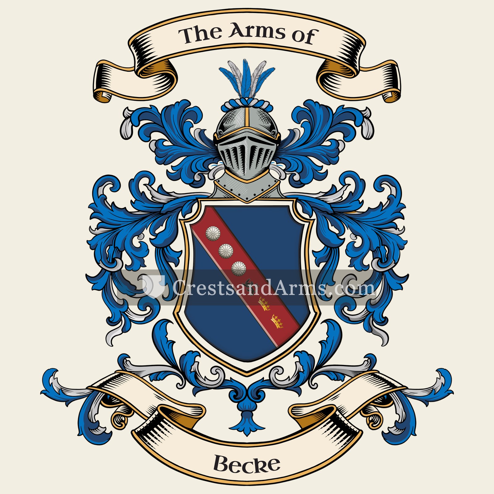 The Becke coat of arms, drawn from the recorded blazon