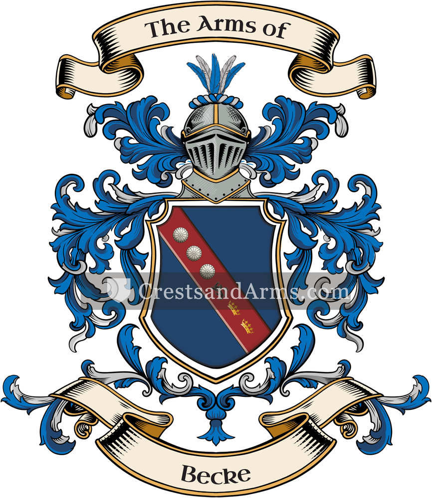 The Becke coat of arms, drawn from the recorded blazon