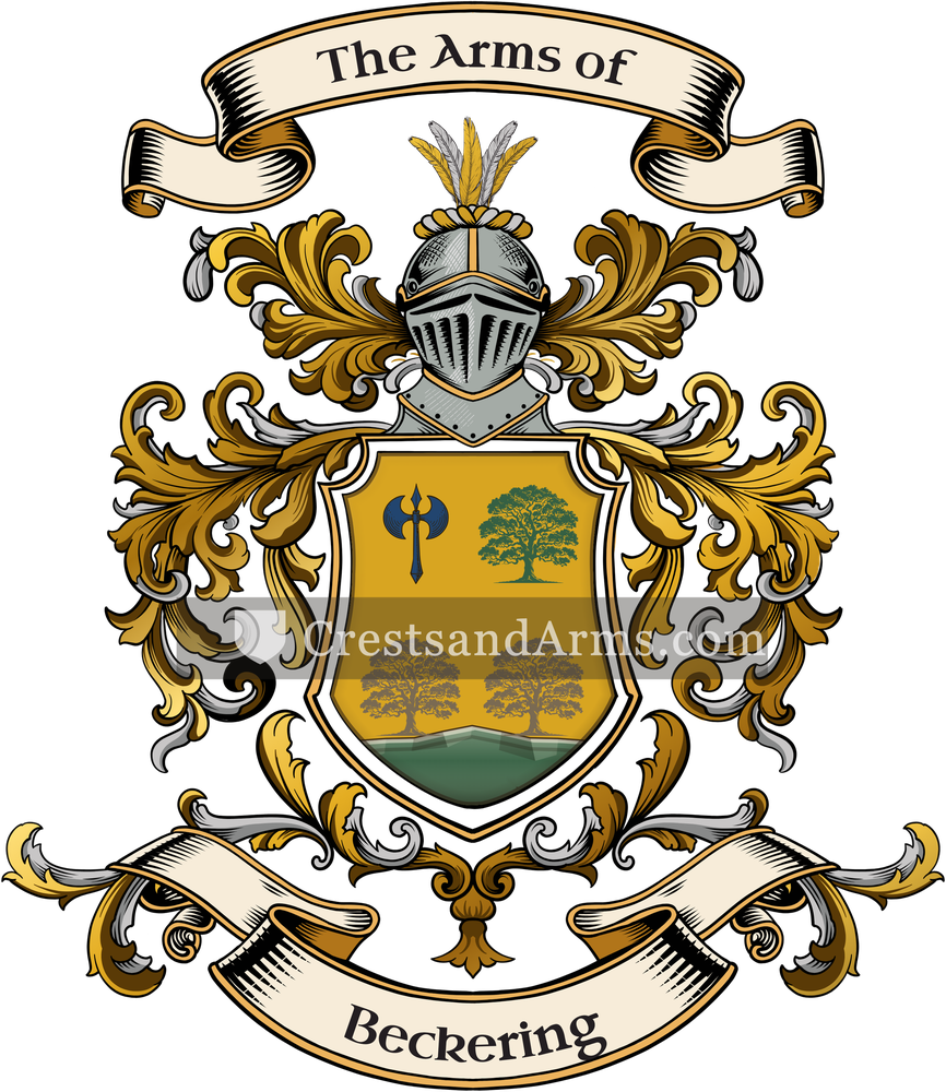 The Beckering coat of arms, drawn from the recorded blazon