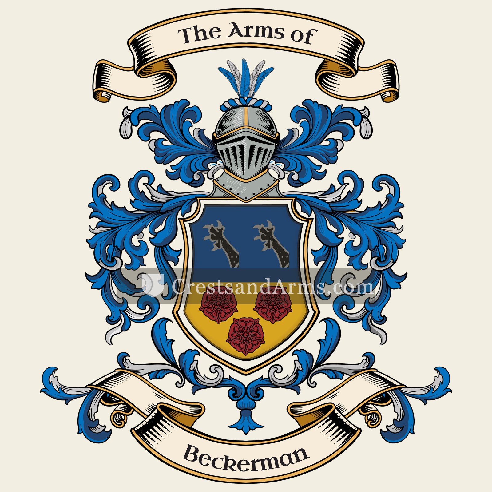 The Beckerman coat of arms, drawn from the recorded blazon