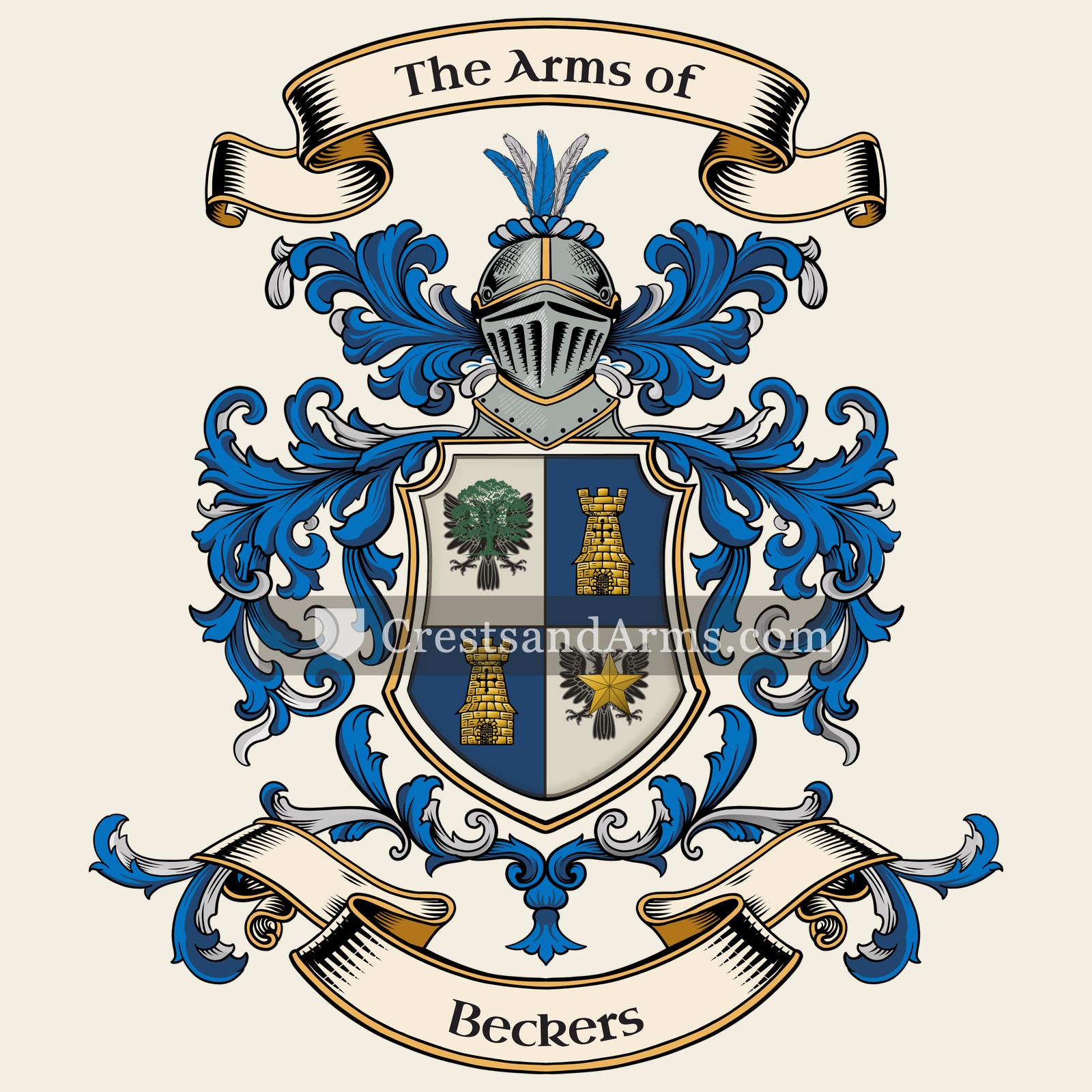 The Beckers coat of arms, drawn from the recorded blazon