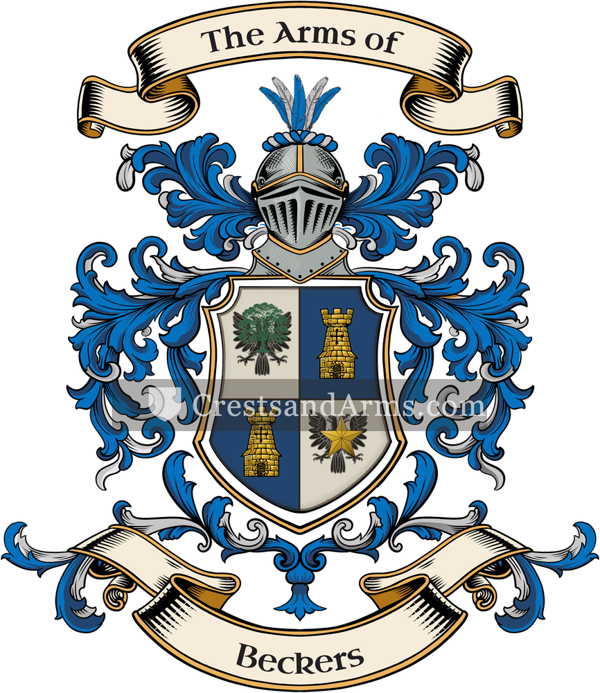 The Beckers coat of arms, drawn from the recorded blazon
