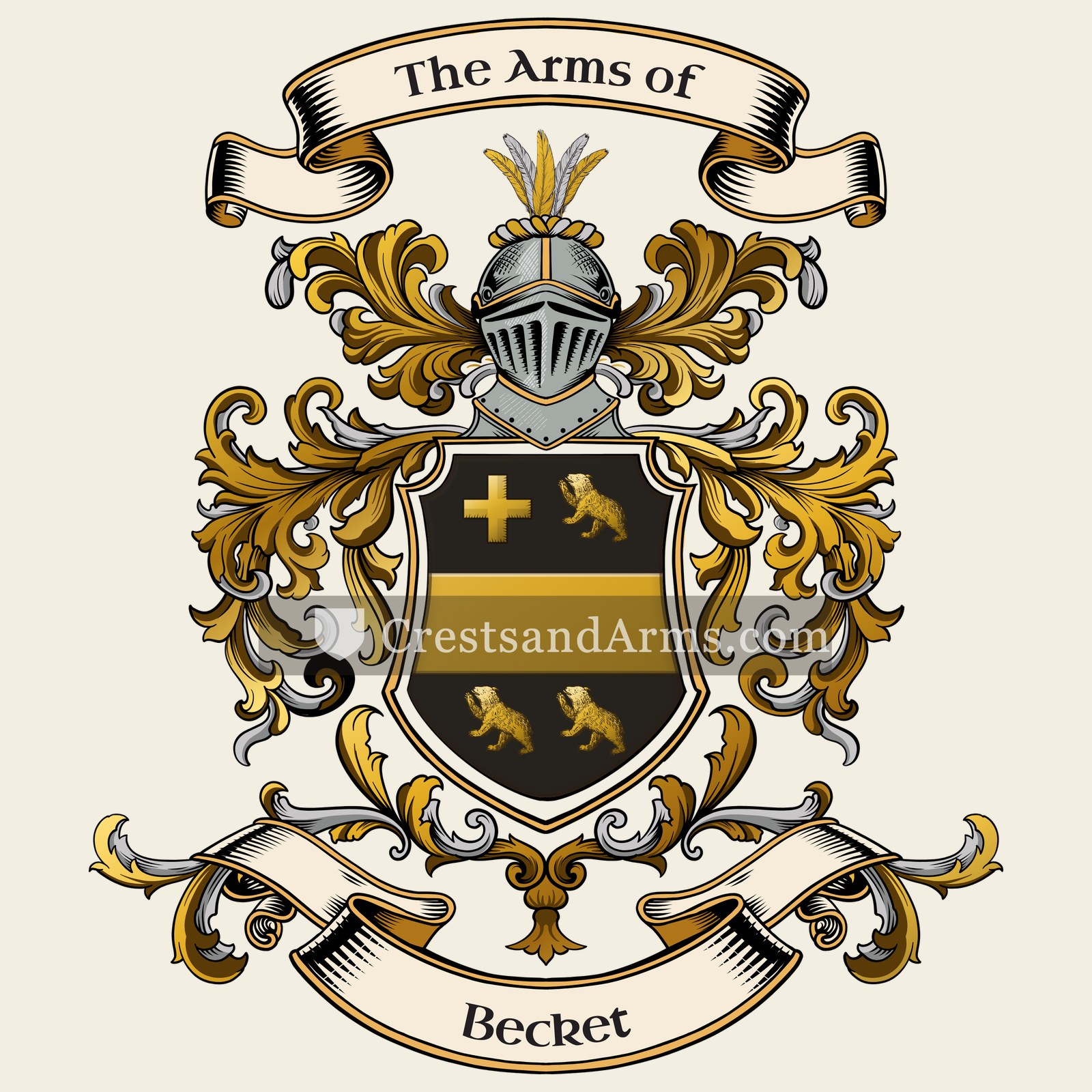 The Becket coat of arms, drawn from the recorded blazon