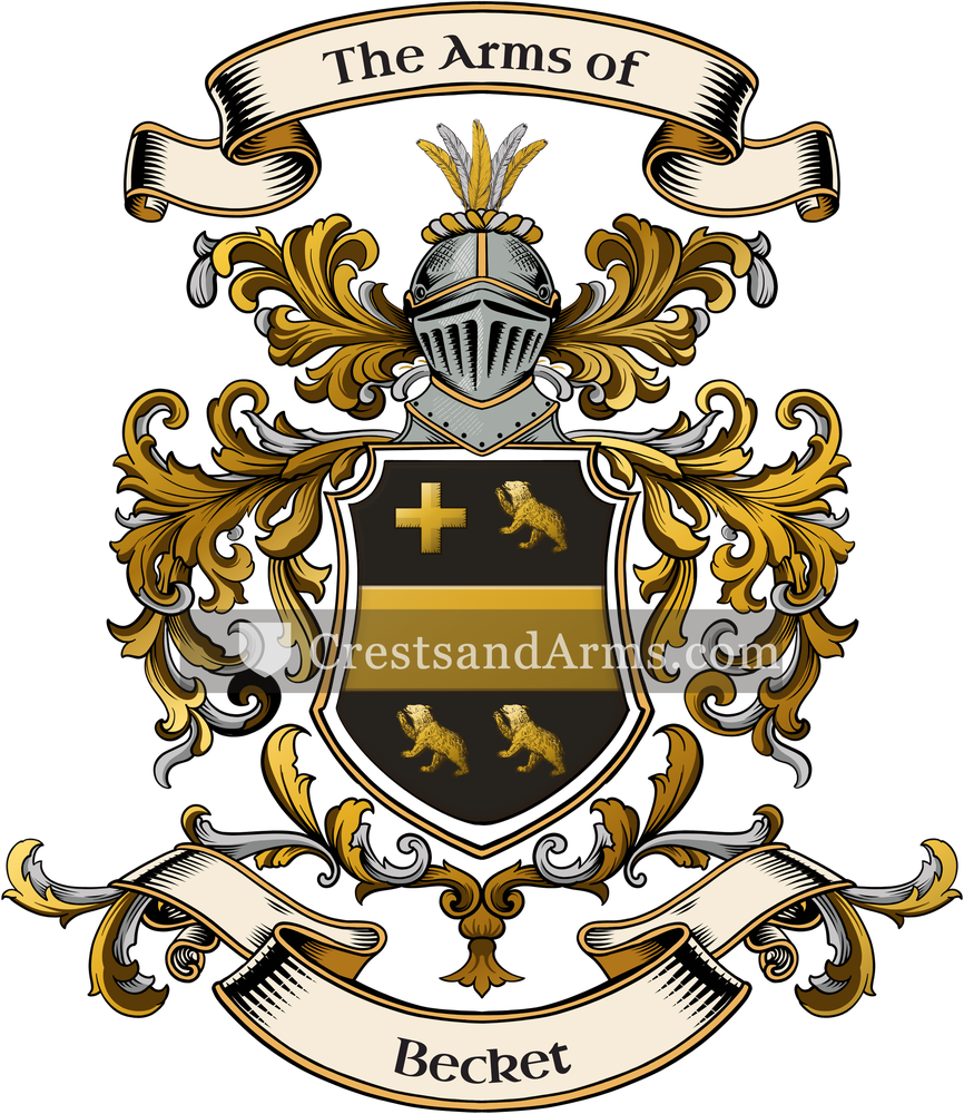 The Becket coat of arms, drawn from the recorded blazon