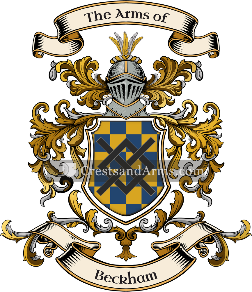 The Beckham coat of arms, drawn from the recorded blazon