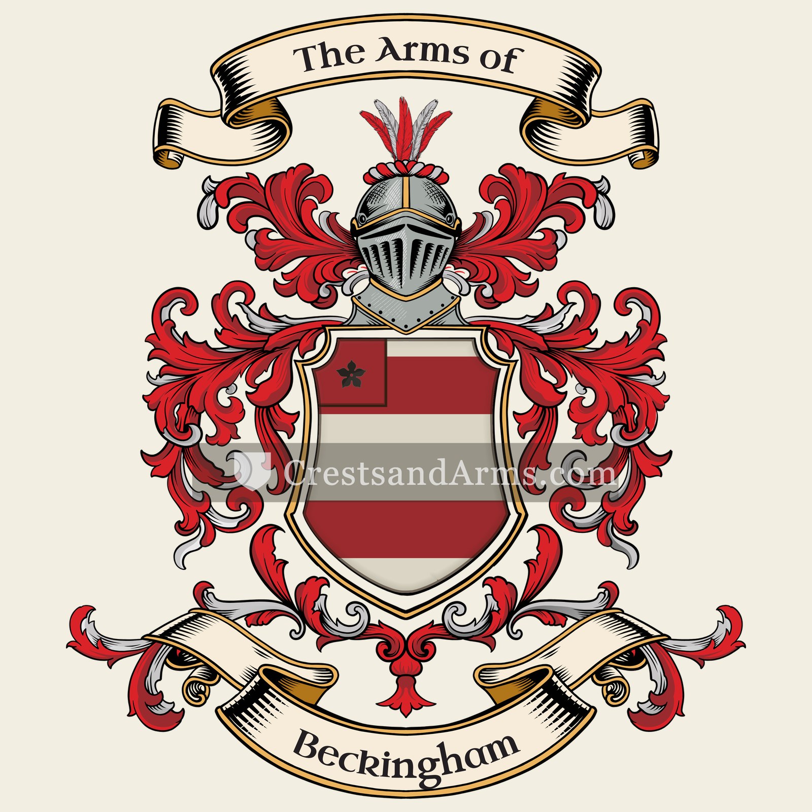 The Beckingham coat of arms, drawn from the recorded blazon