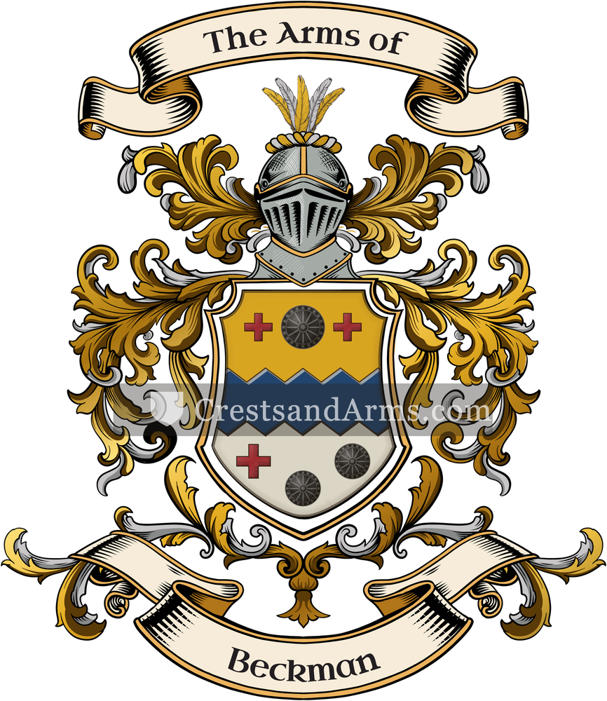 The Beckman coat of arms, drawn from the recorded blazon