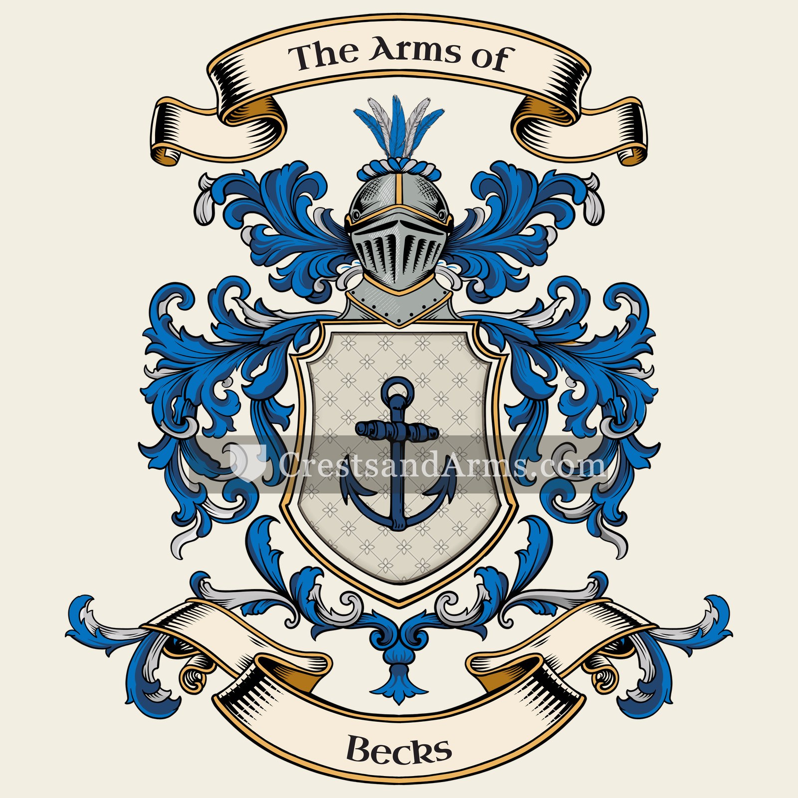 The Becks coat of arms, drawn from the recorded blazon