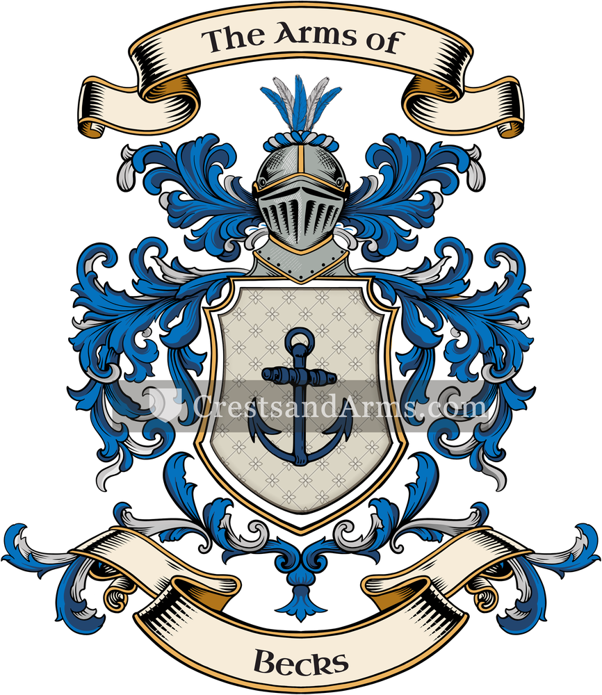 The Becks coat of arms, drawn from the recorded blazon
