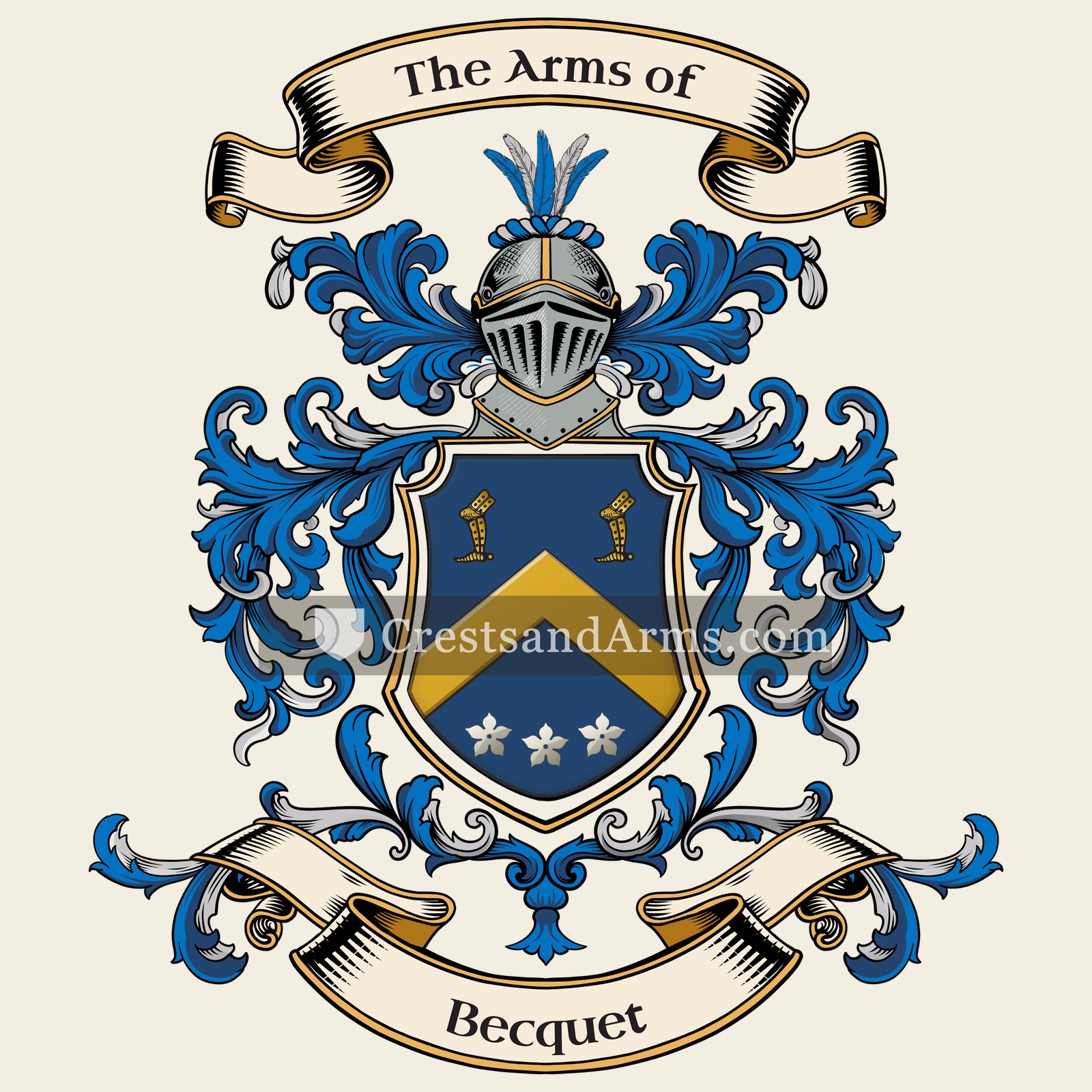 The Becquet coat of arms, drawn from the recorded blazon