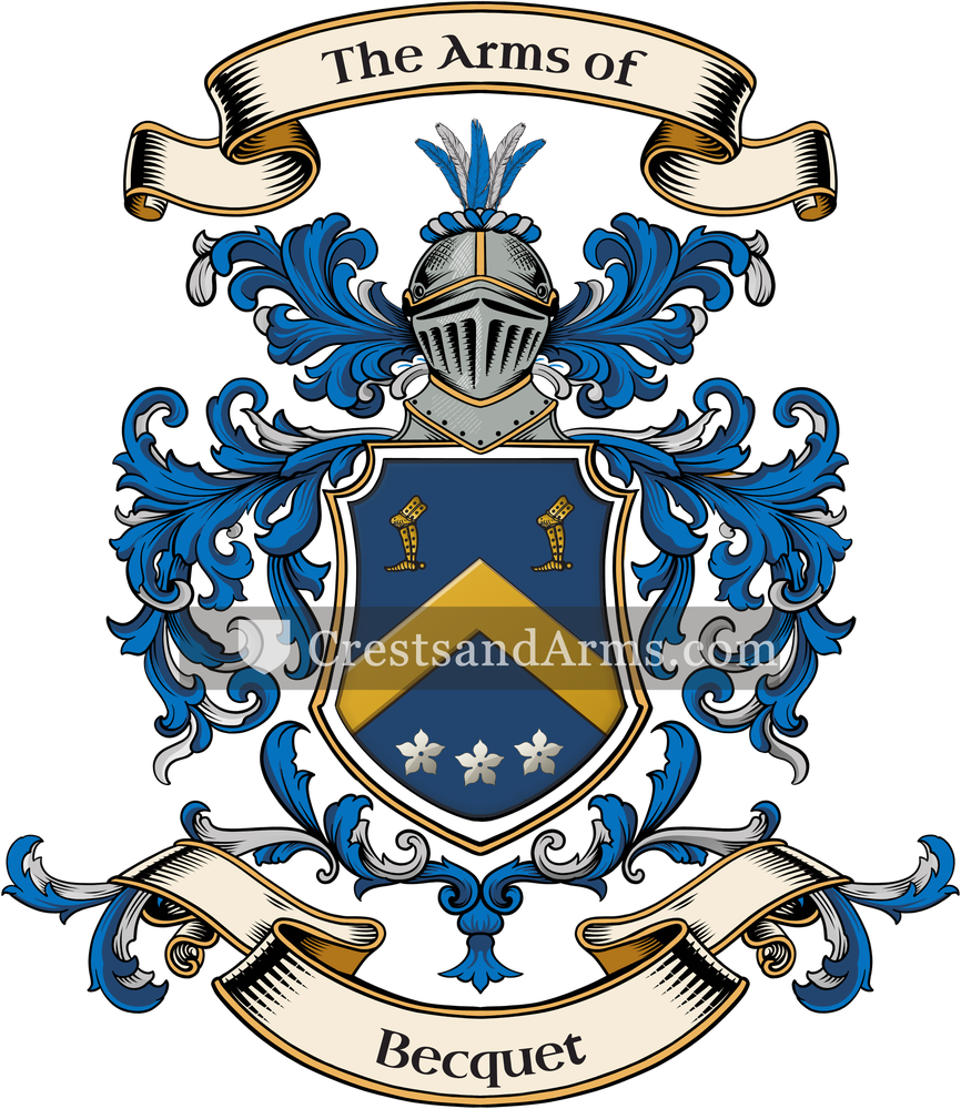 The Becquet coat of arms, drawn from the recorded blazon