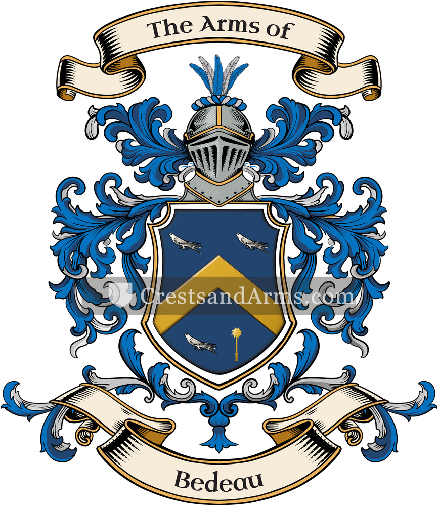 The Bedeau coat of arms, drawn from the recorded blazon
