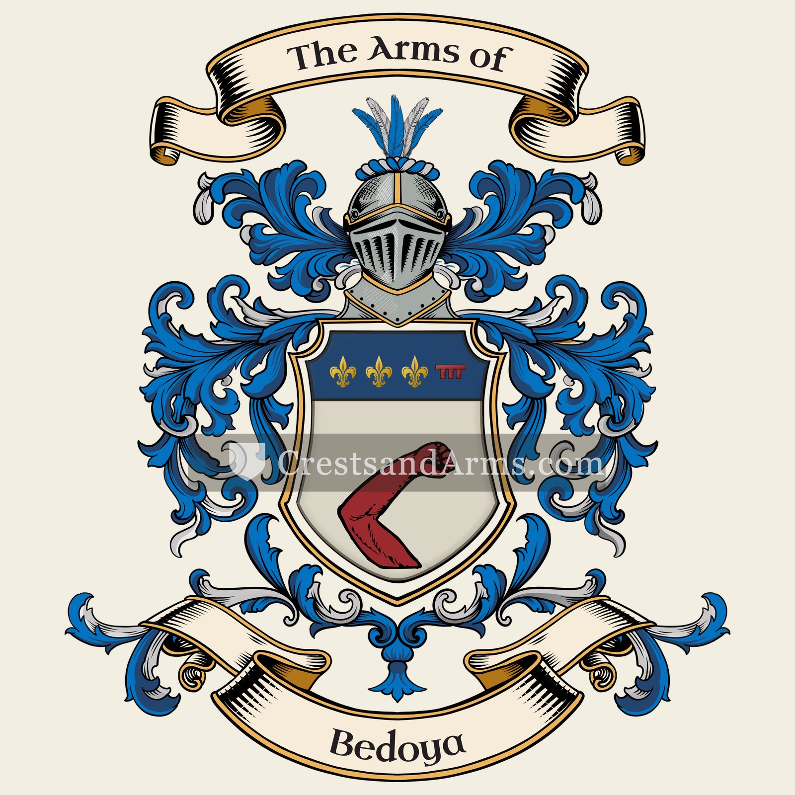 The Bedoya coat of arms, drawn from the recorded blazon