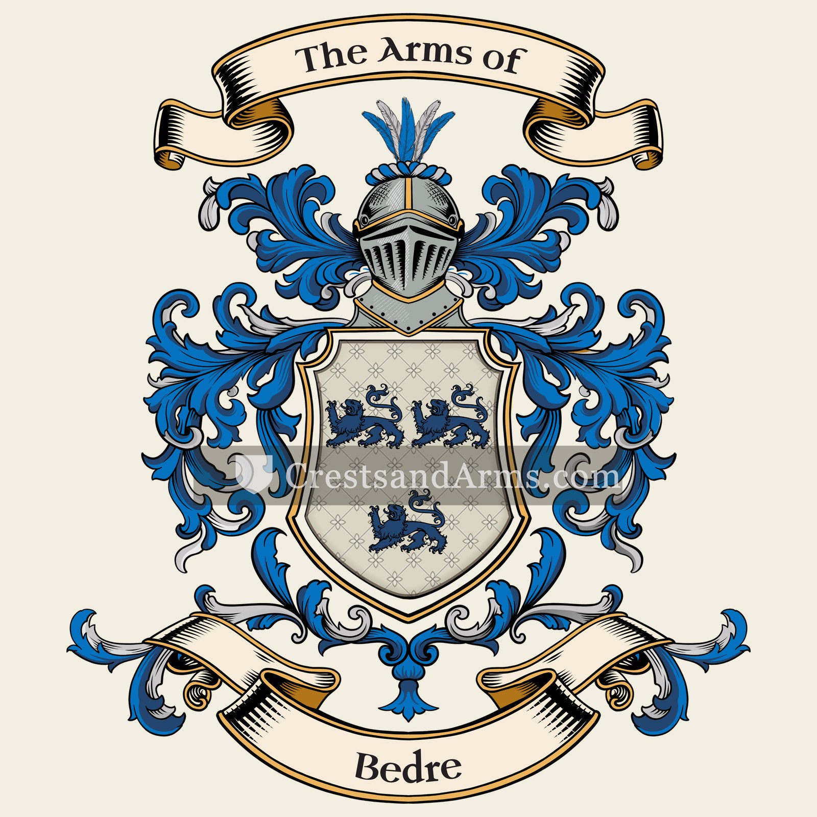 The Bedre coat of arms, drawn from the recorded blazon