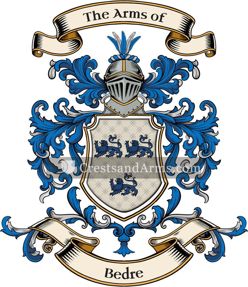 The Bedre coat of arms, drawn from the recorded blazon