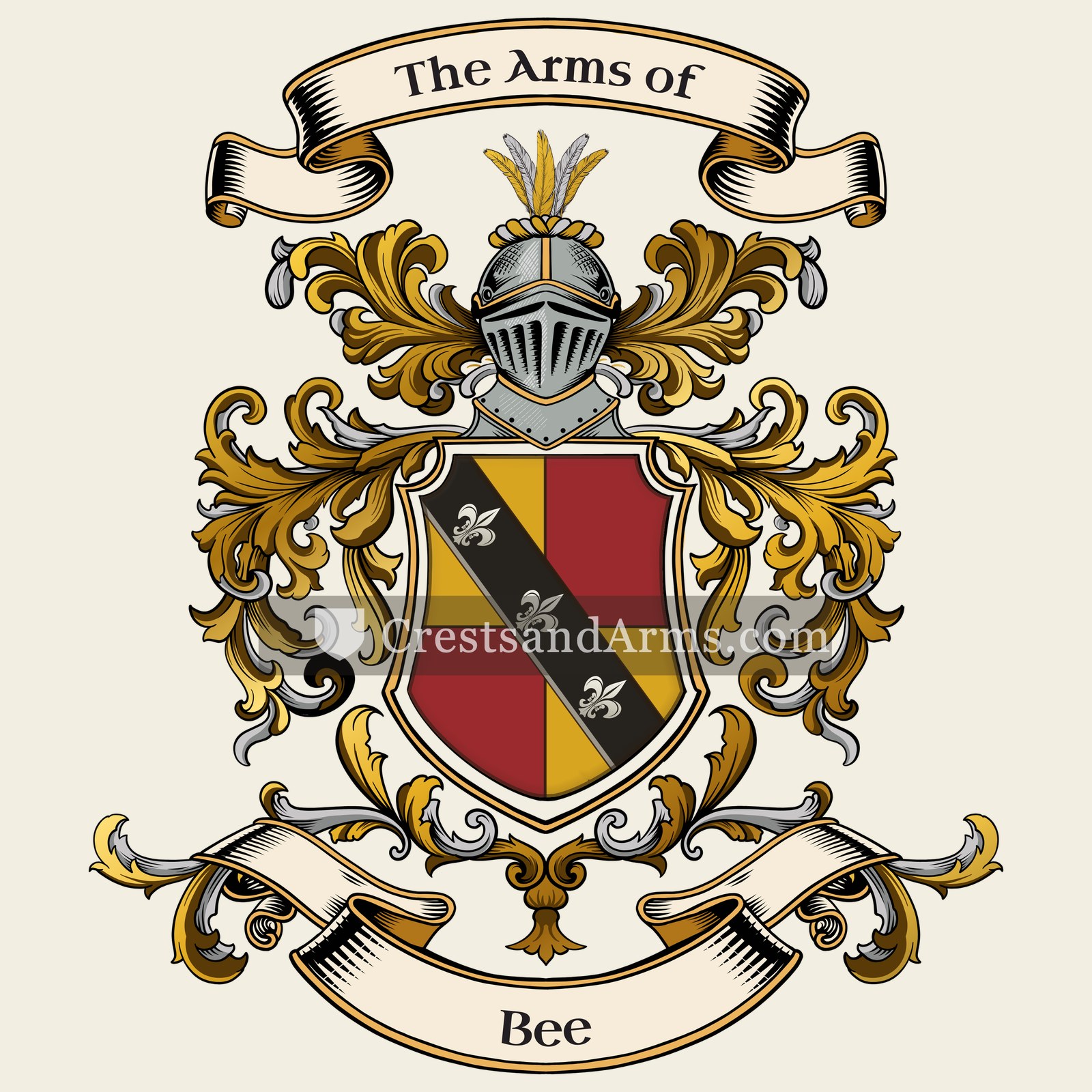 The Bee coat of arms, drawn from the recorded blazon