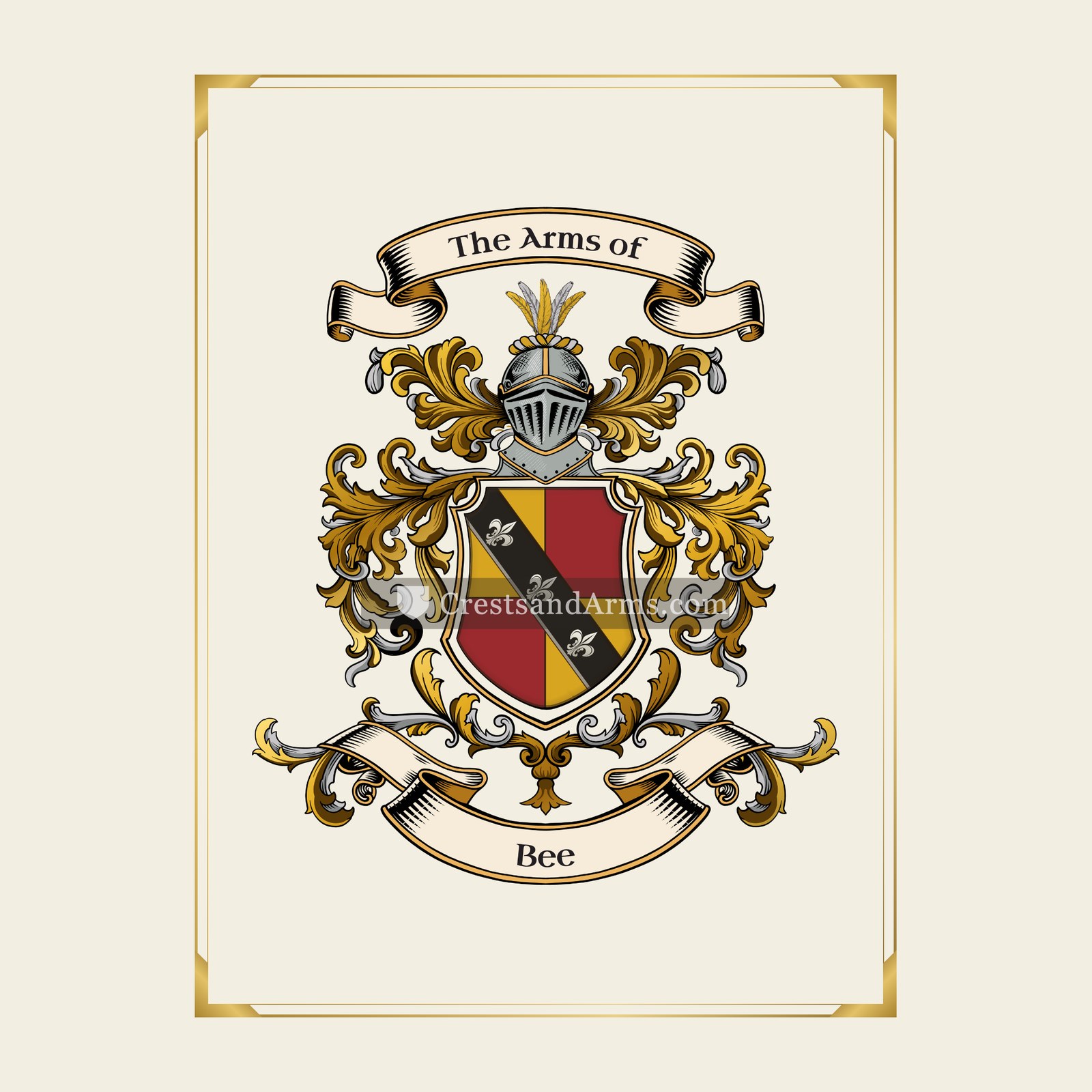 With gold border