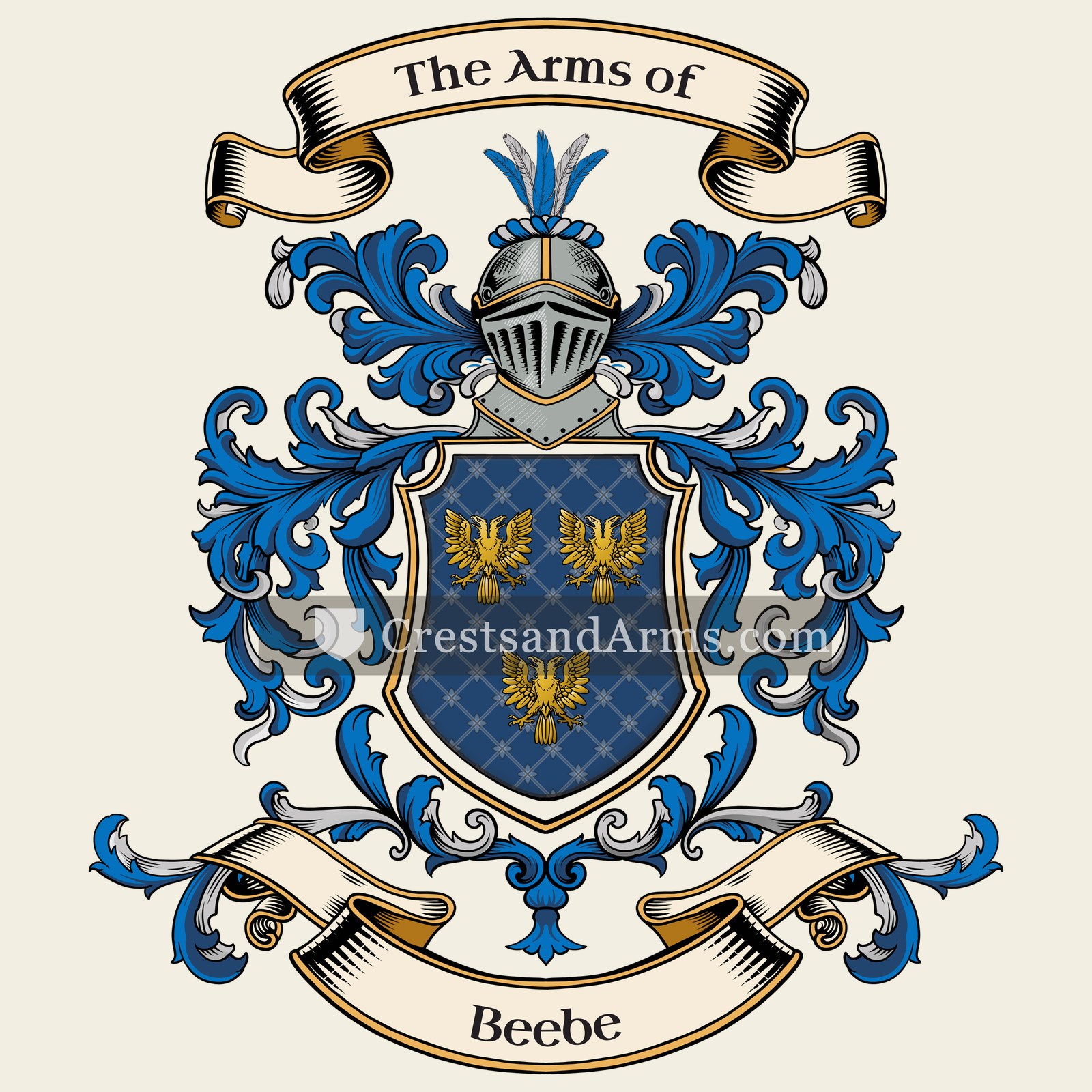 The Beebe coat of arms, drawn from the recorded blazon