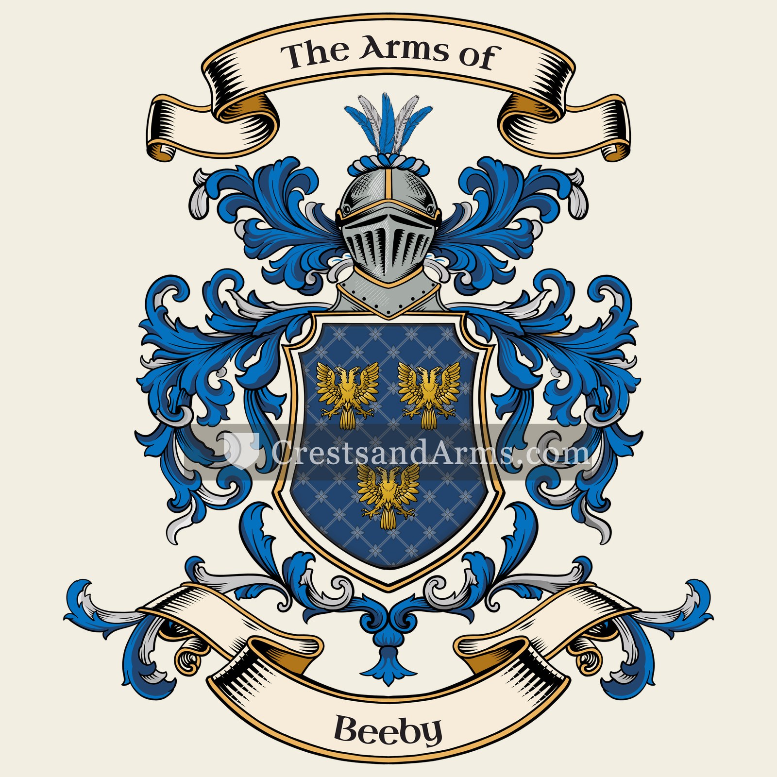 The Beeby coat of arms, drawn from the recorded blazon