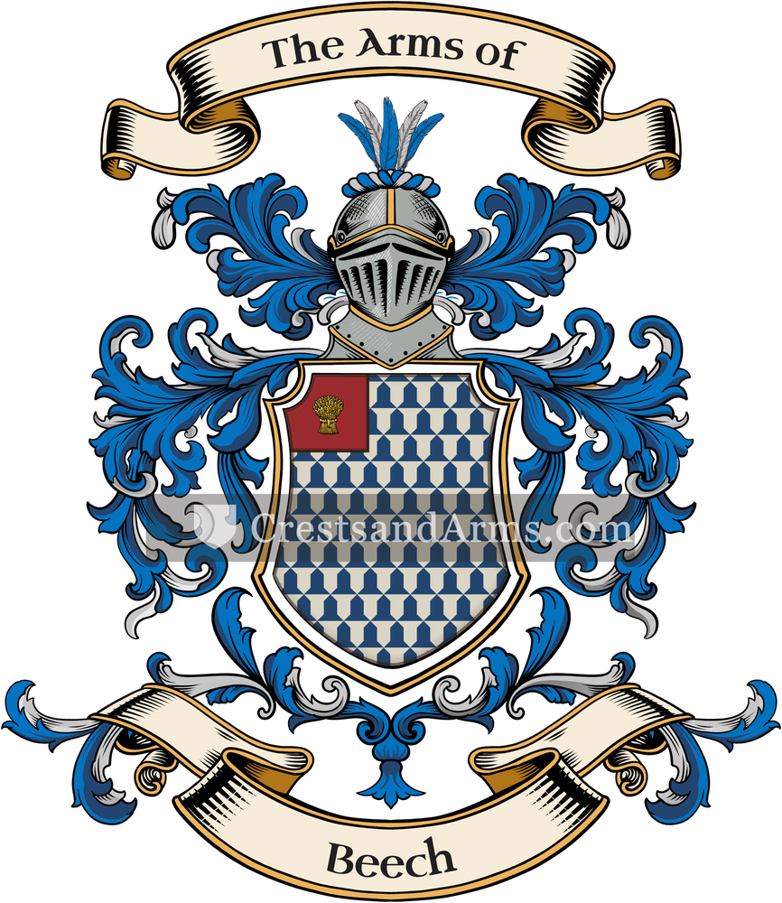 The Beech coat of arms, drawn from the recorded blazon