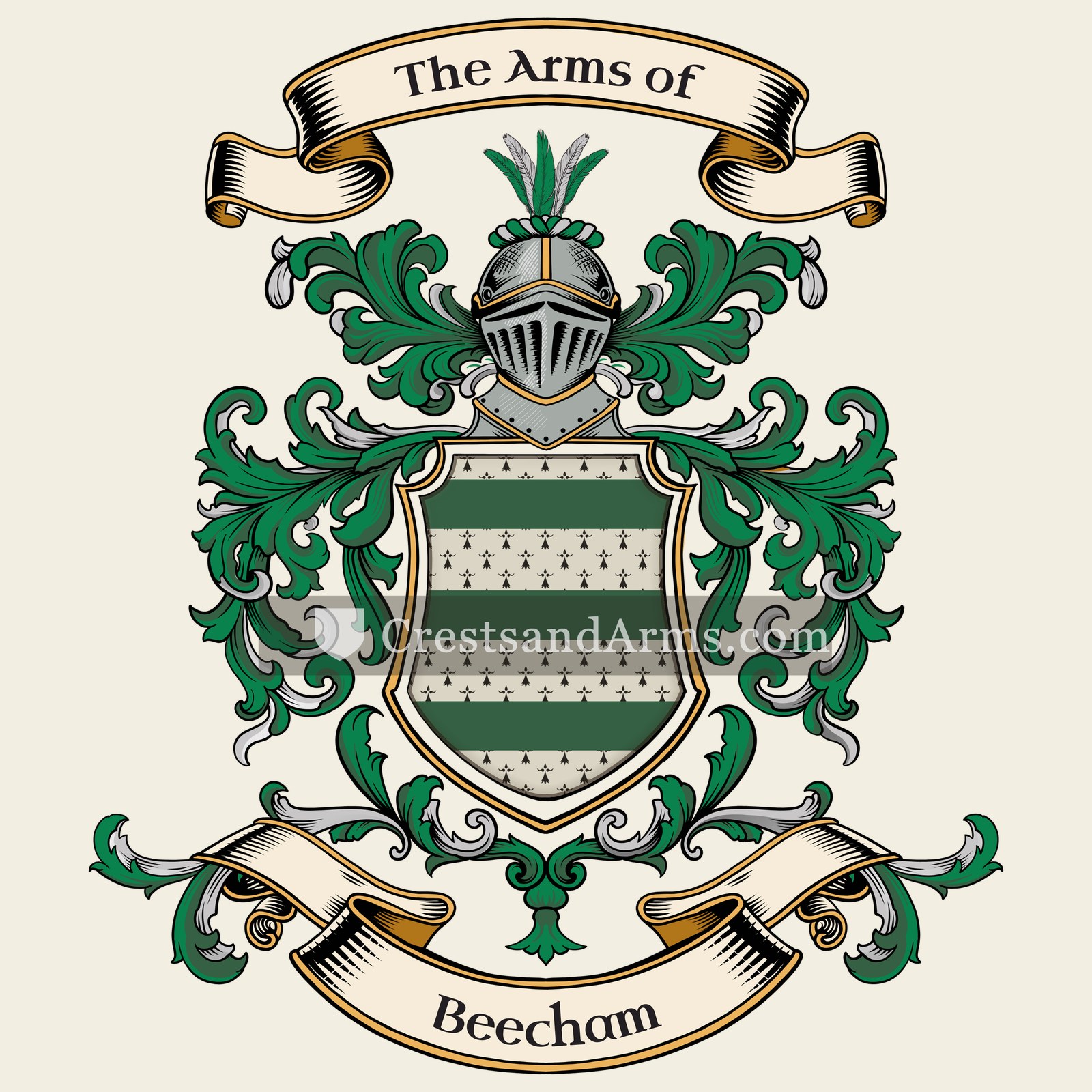 The Beecham coat of arms, drawn from the recorded blazon
