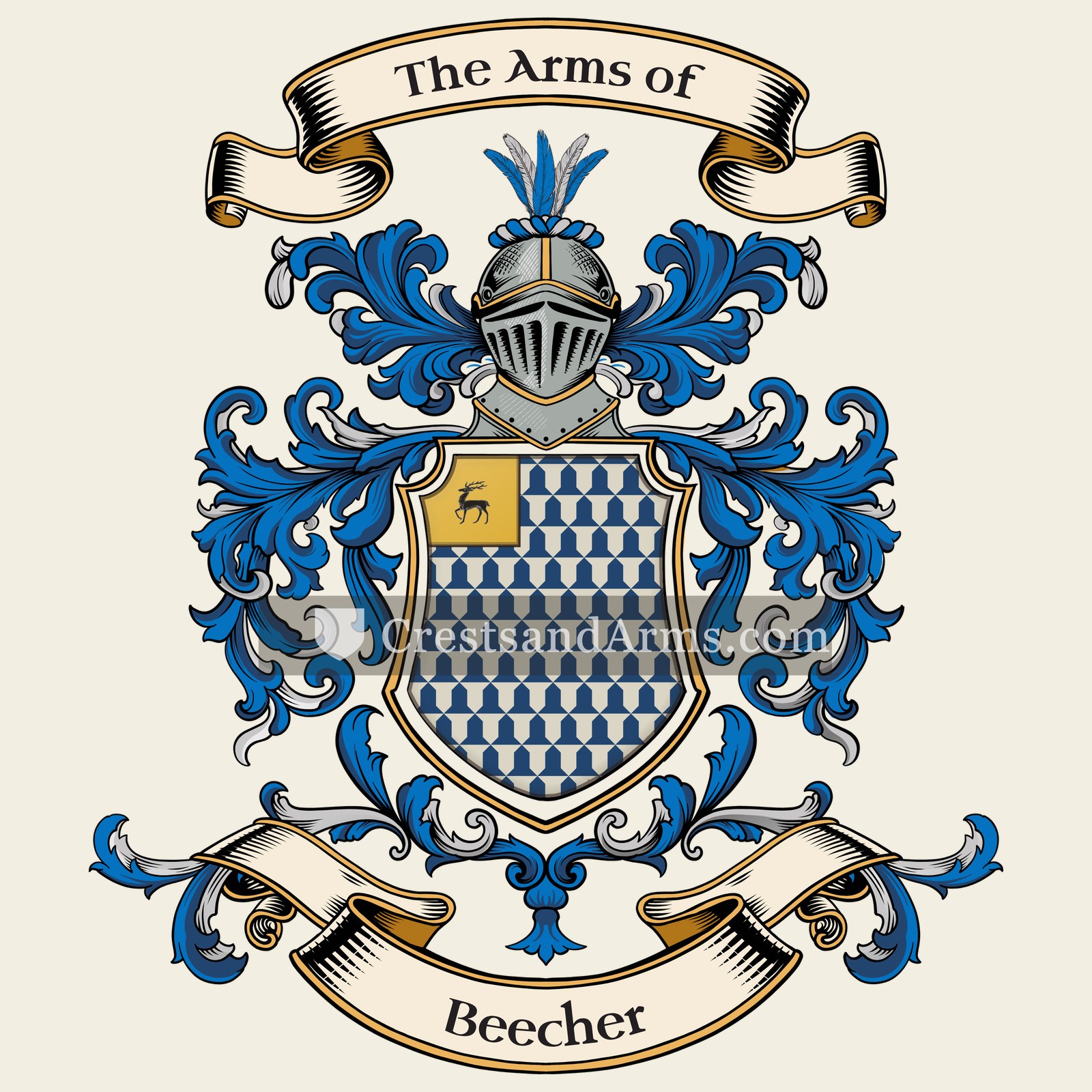 The Beecher coat of arms, drawn from the recorded blazon