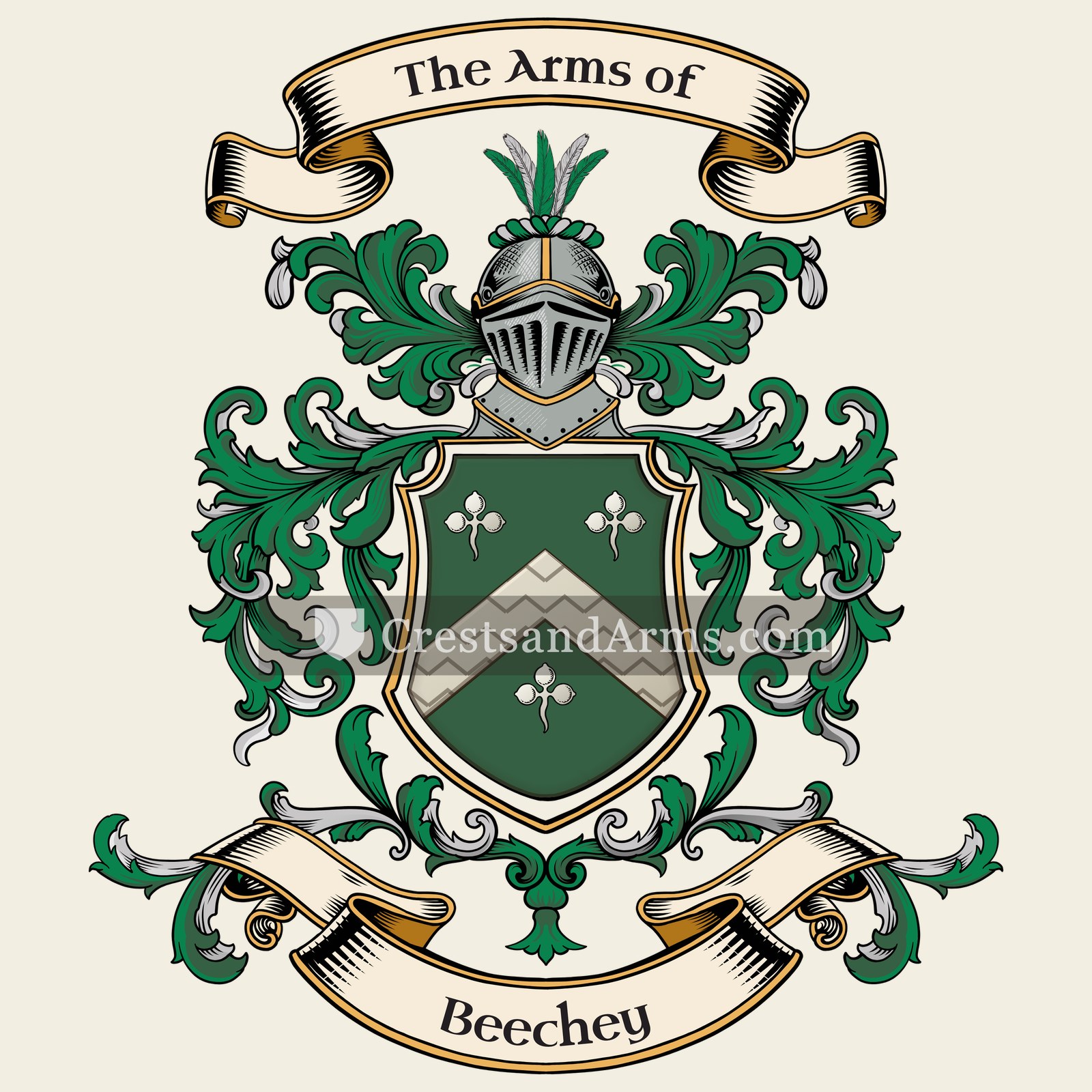 The Beechey coat of arms, drawn from the recorded blazon