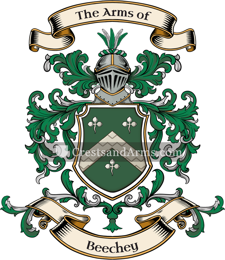 The Beechey coat of arms, drawn from the recorded blazon