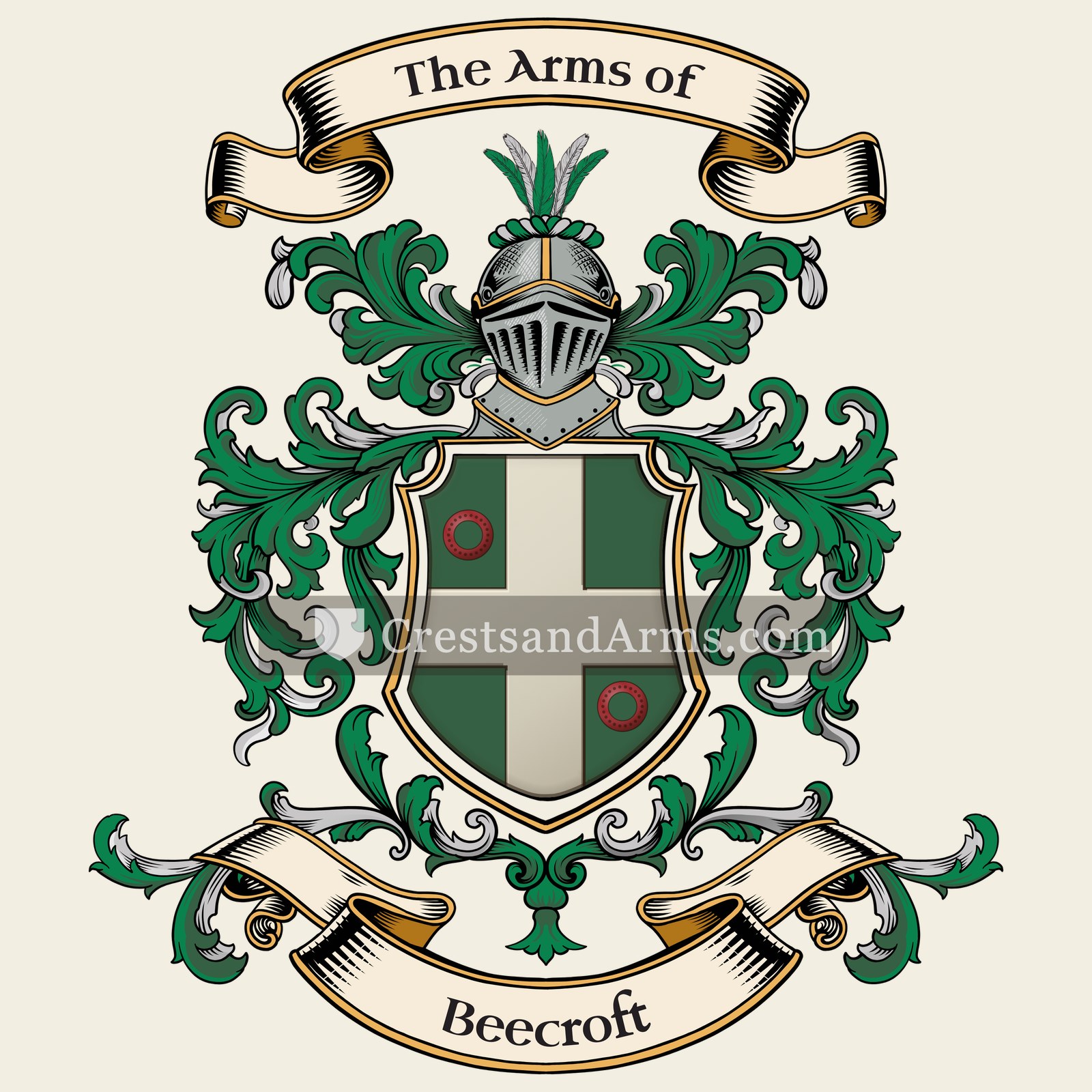 The Beecroft coat of arms, drawn from the recorded blazon