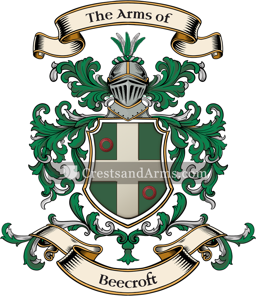 The Beecroft coat of arms, drawn from the recorded blazon
