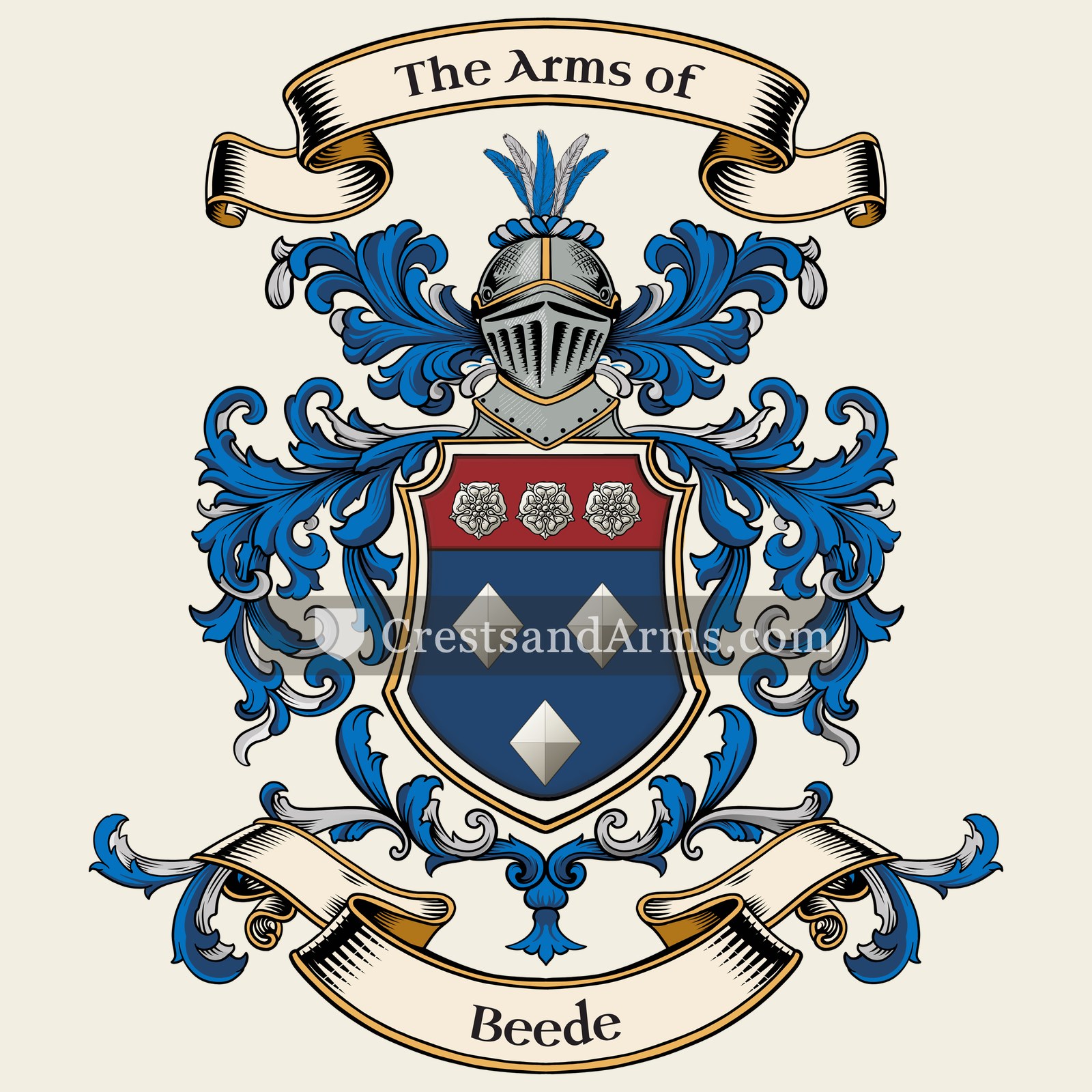 The Beede coat of arms, drawn from the recorded blazon