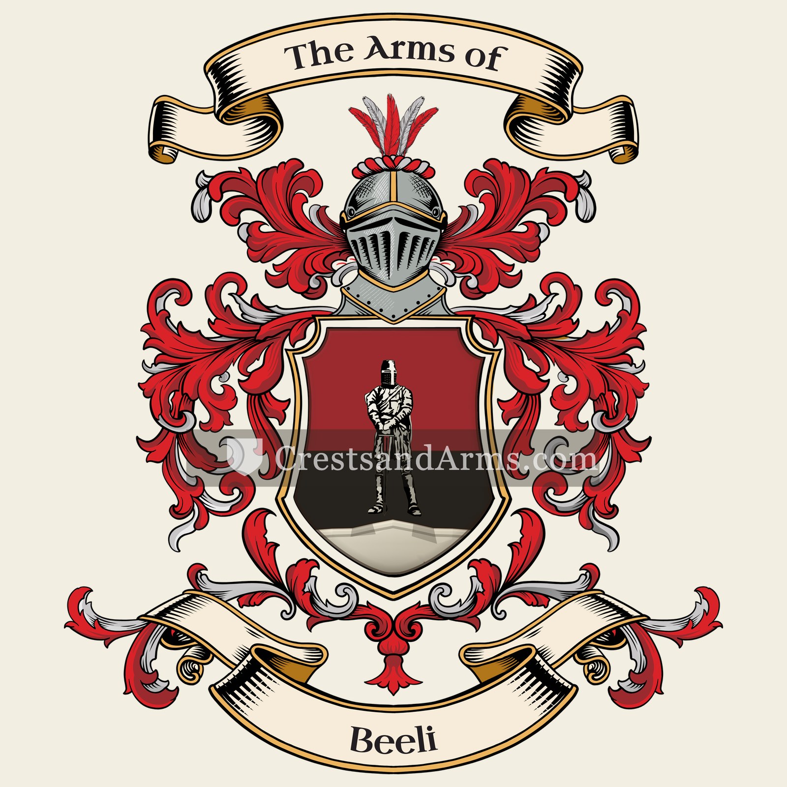 The Beeli coat of arms, drawn from the recorded blazon