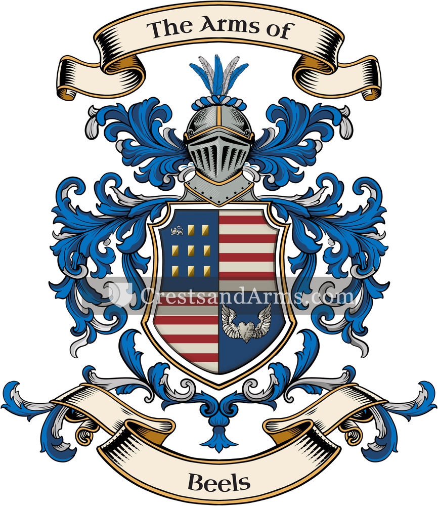 The Beels coat of arms, drawn from the recorded blazon
