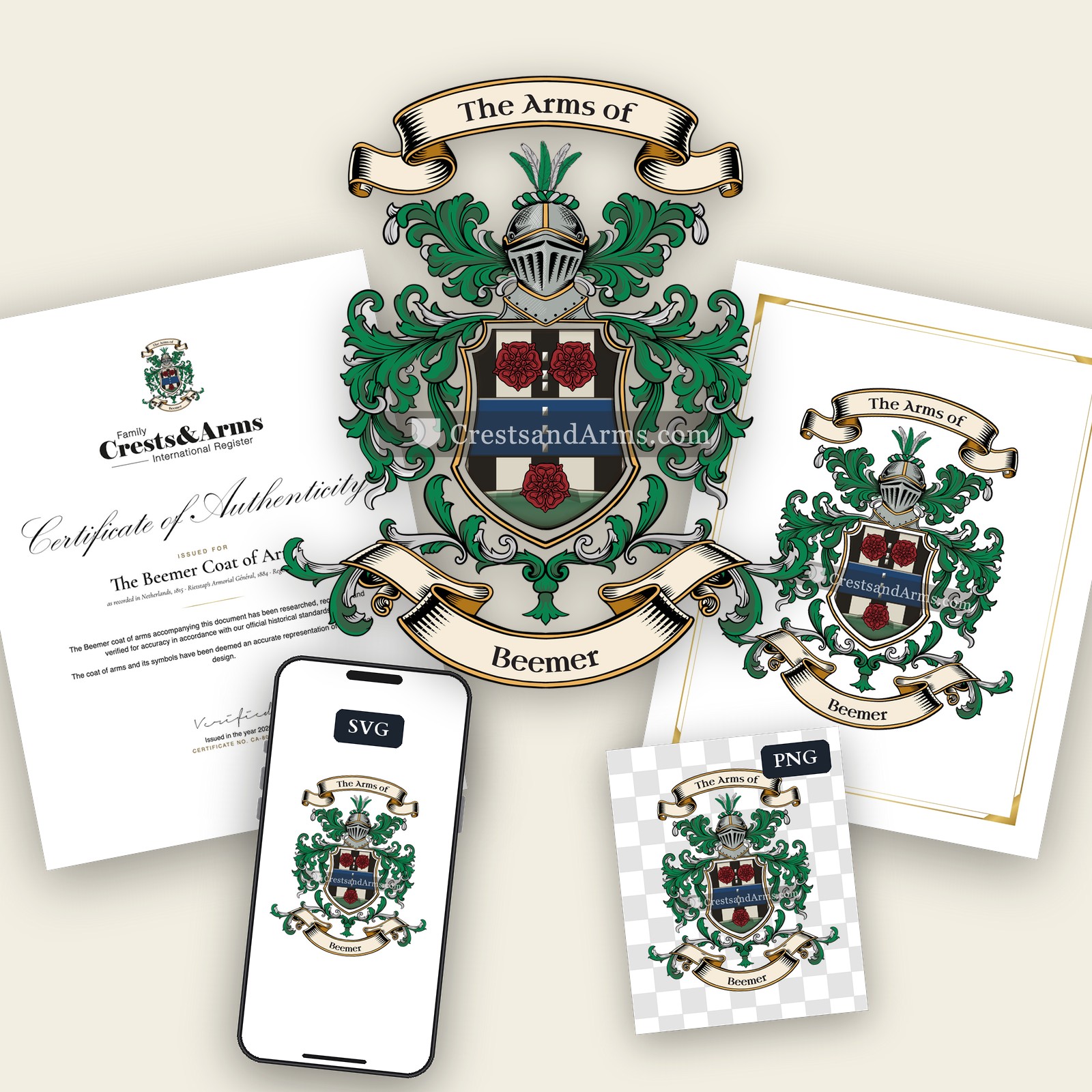The Beemer arms on the coat of arms — digital pack