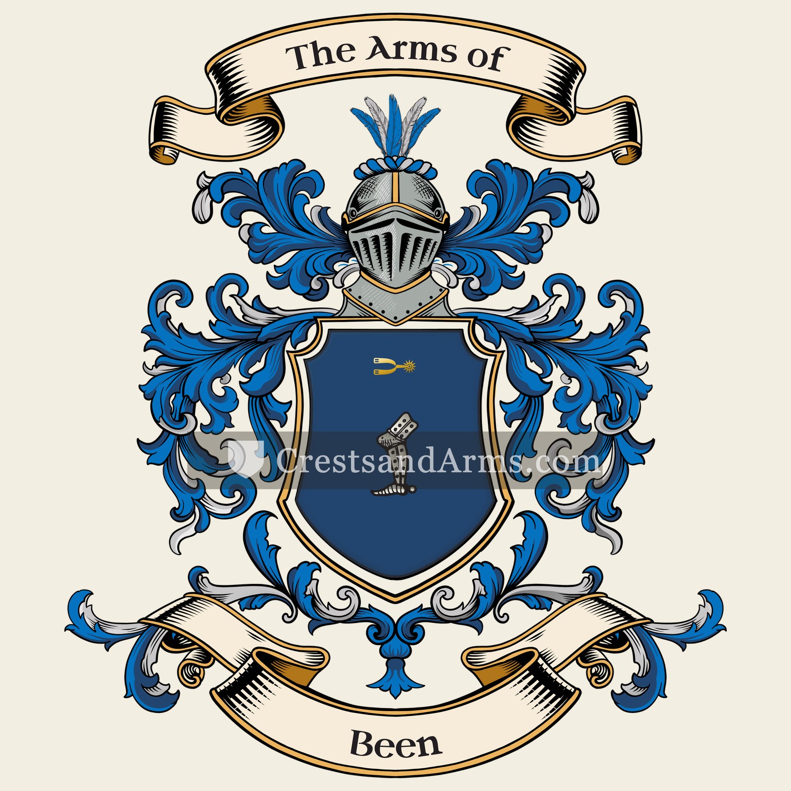 The Been coat of arms, drawn from the recorded blazon