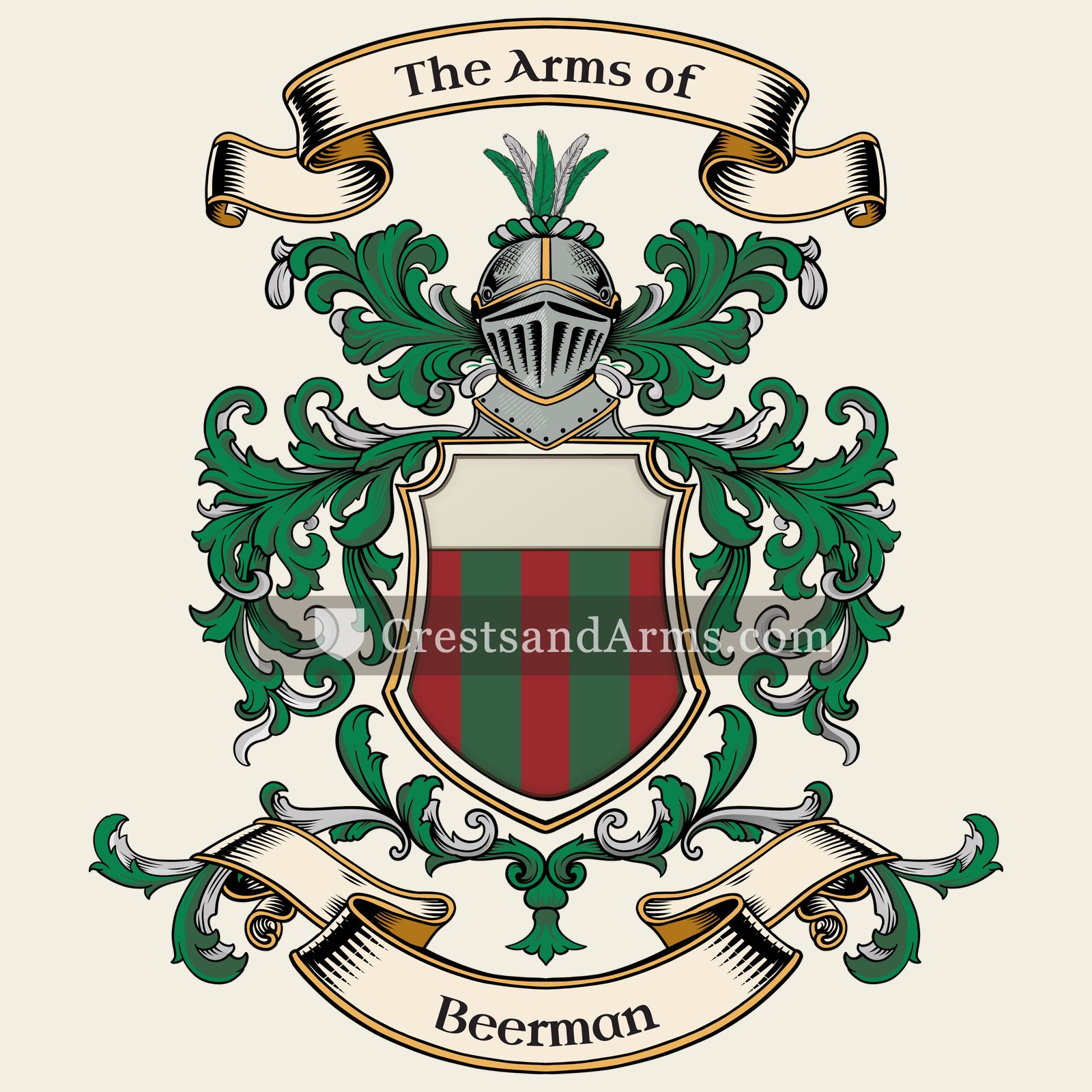 The Beerman coat of arms, drawn from the recorded blazon
