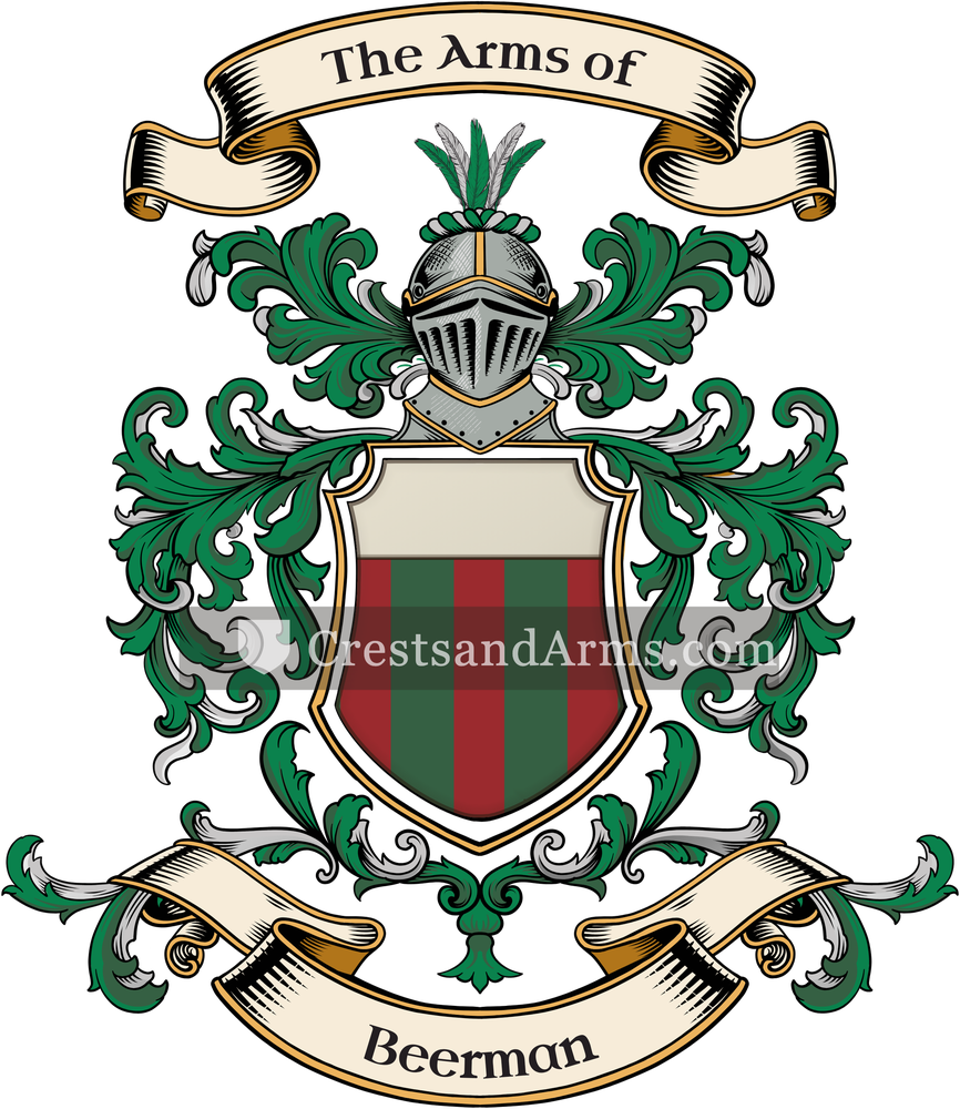 The Beerman coat of arms, drawn from the recorded blazon