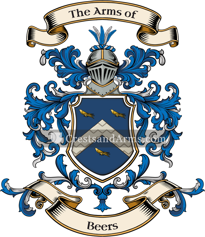 The Beers coat of arms, drawn from the recorded blazon