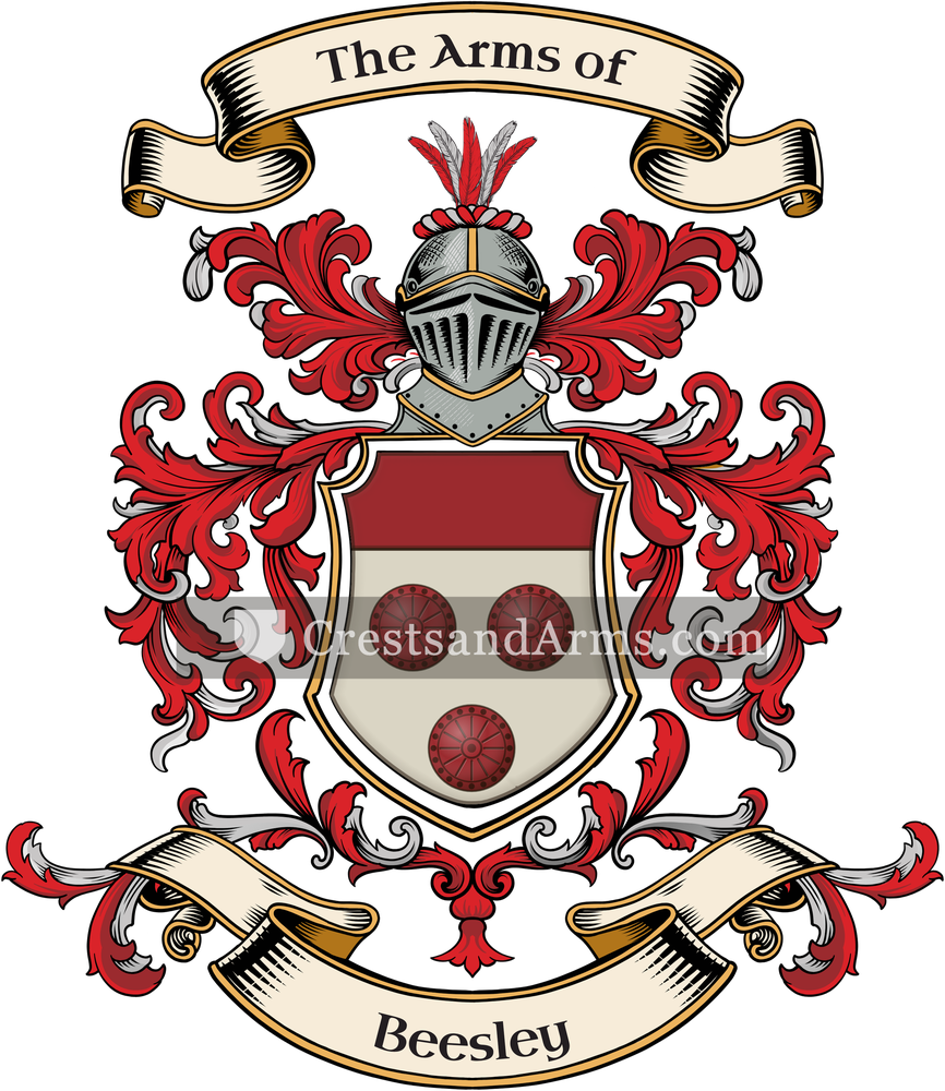 The Beesley coat of arms, drawn from the recorded blazon