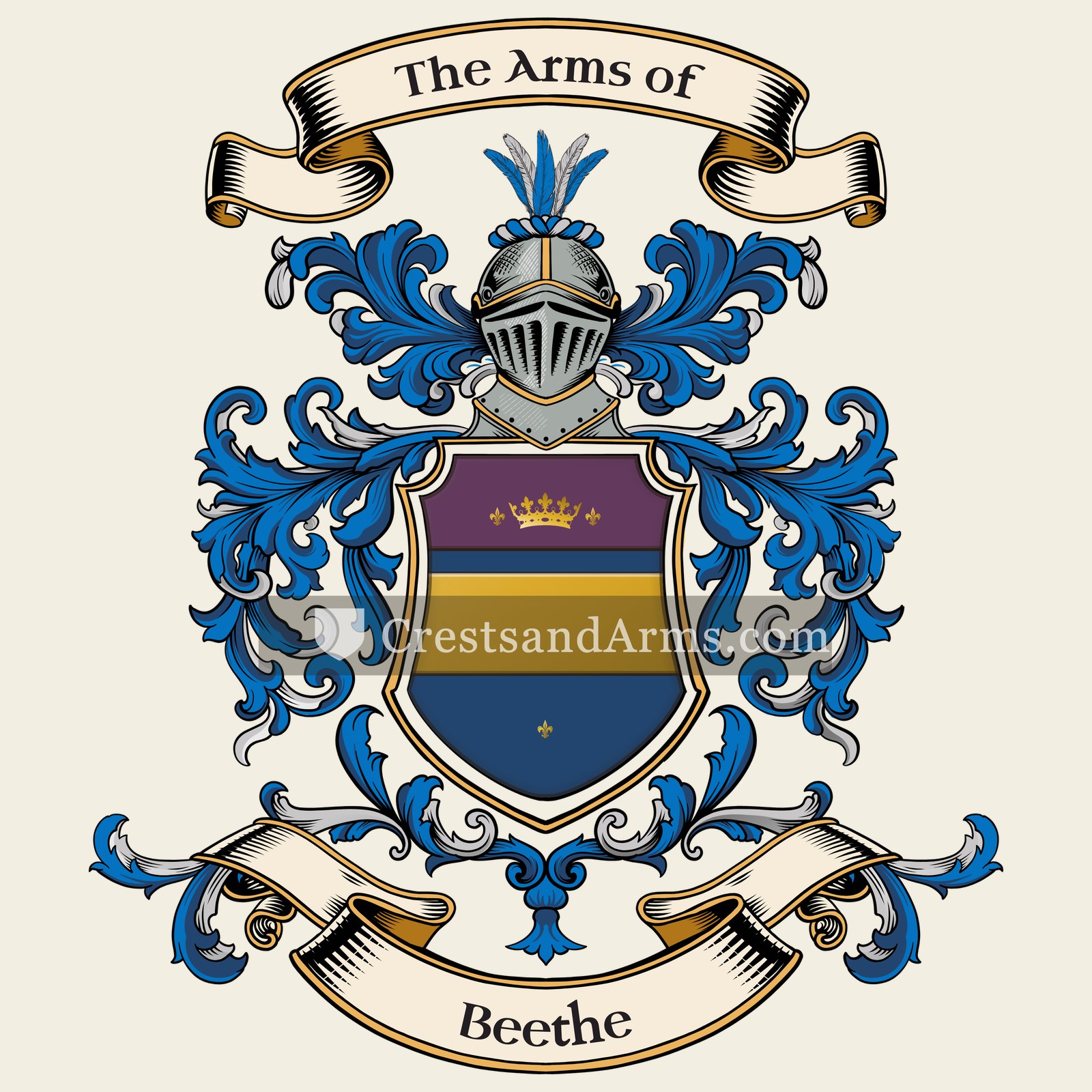 The Beethe coat of arms, drawn from the recorded blazon