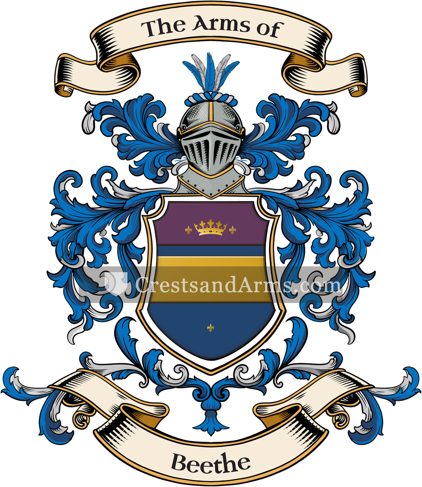 The Beethe coat of arms, drawn from the recorded blazon