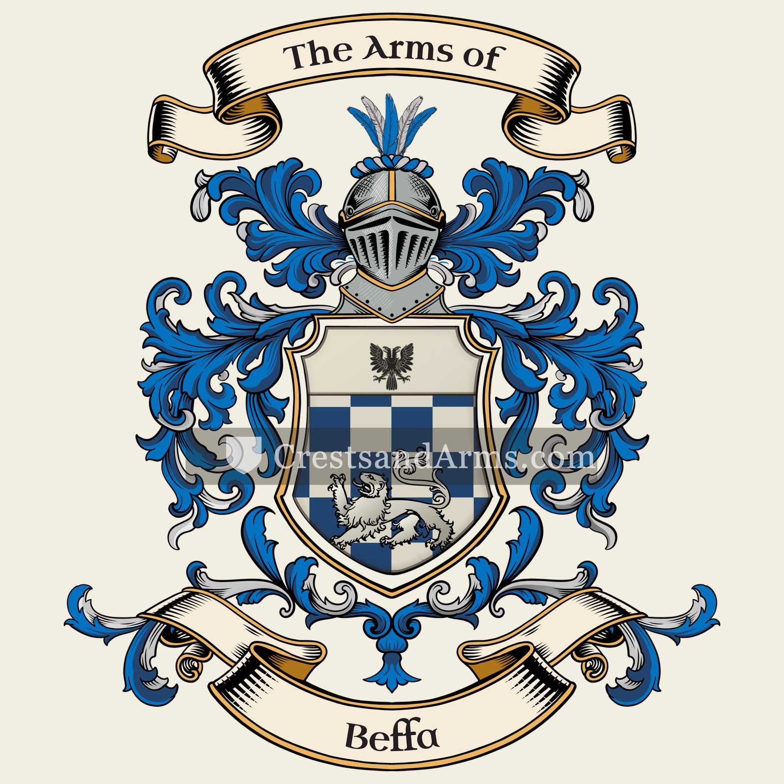 The Beffa coat of arms, drawn from the recorded blazon