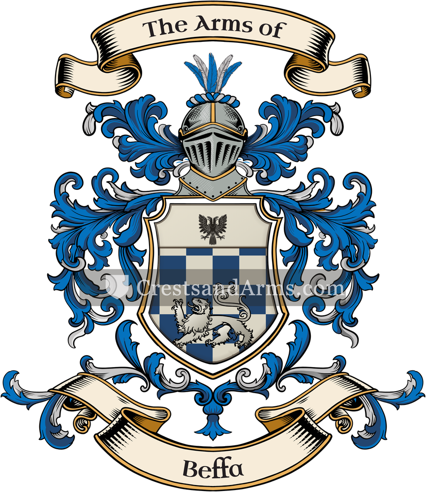 The Beffa coat of arms, drawn from the recorded blazon
