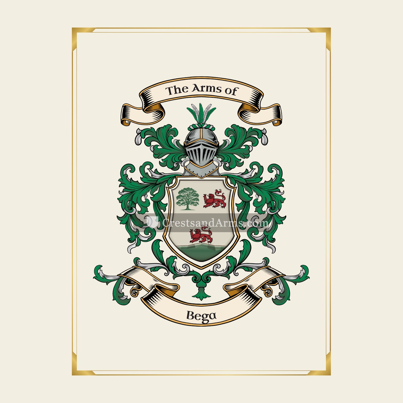 With gold border