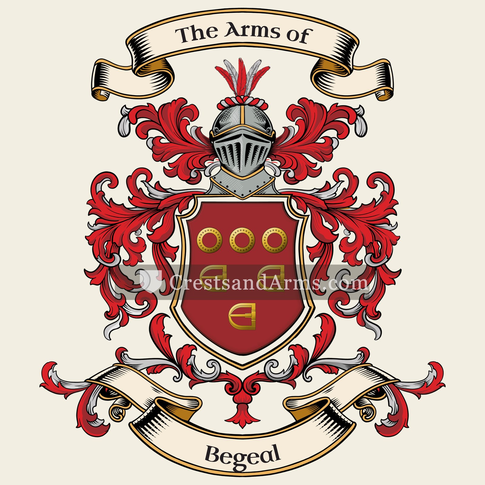 The Begeal coat of arms, drawn from the recorded blazon