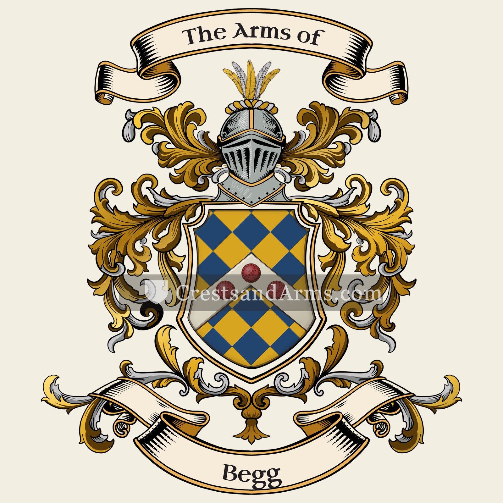 The Begg coat of arms, drawn from the recorded blazon