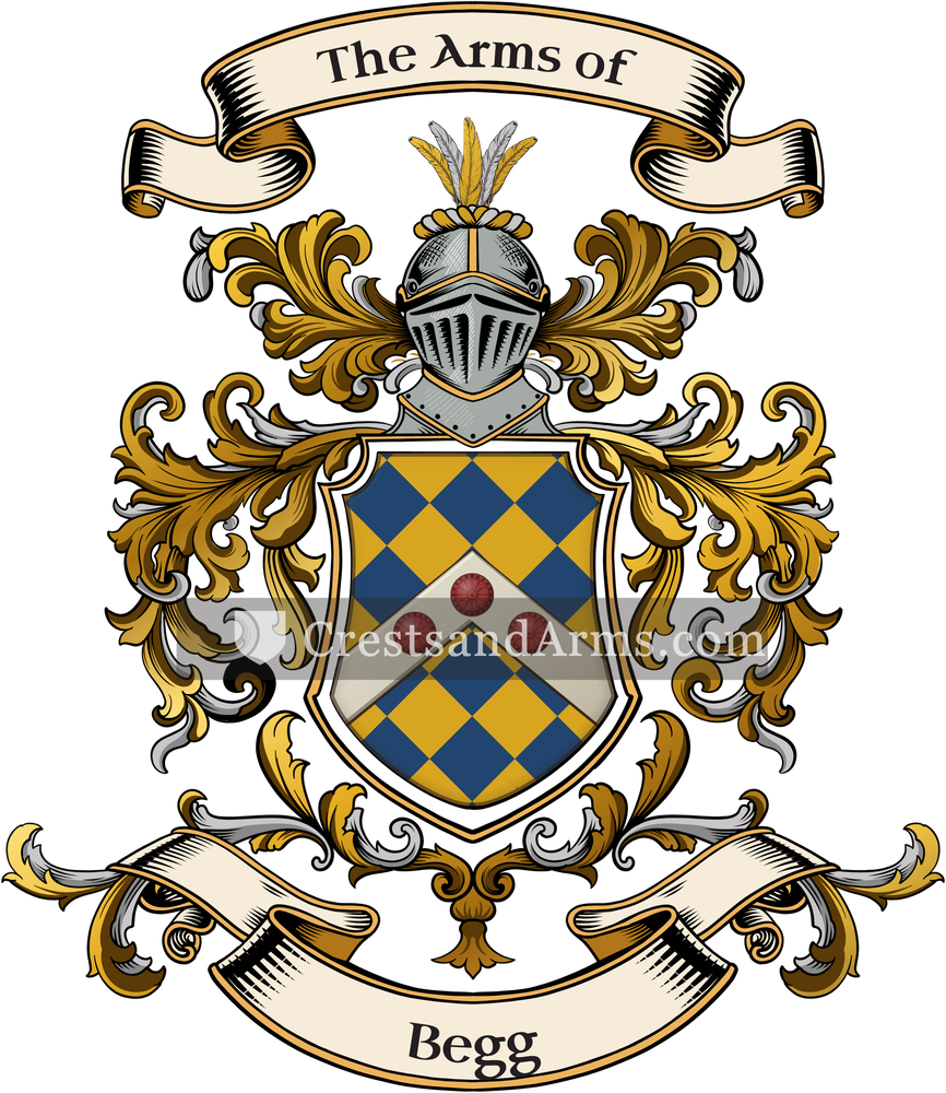 The Begg coat of arms, drawn from the recorded blazon